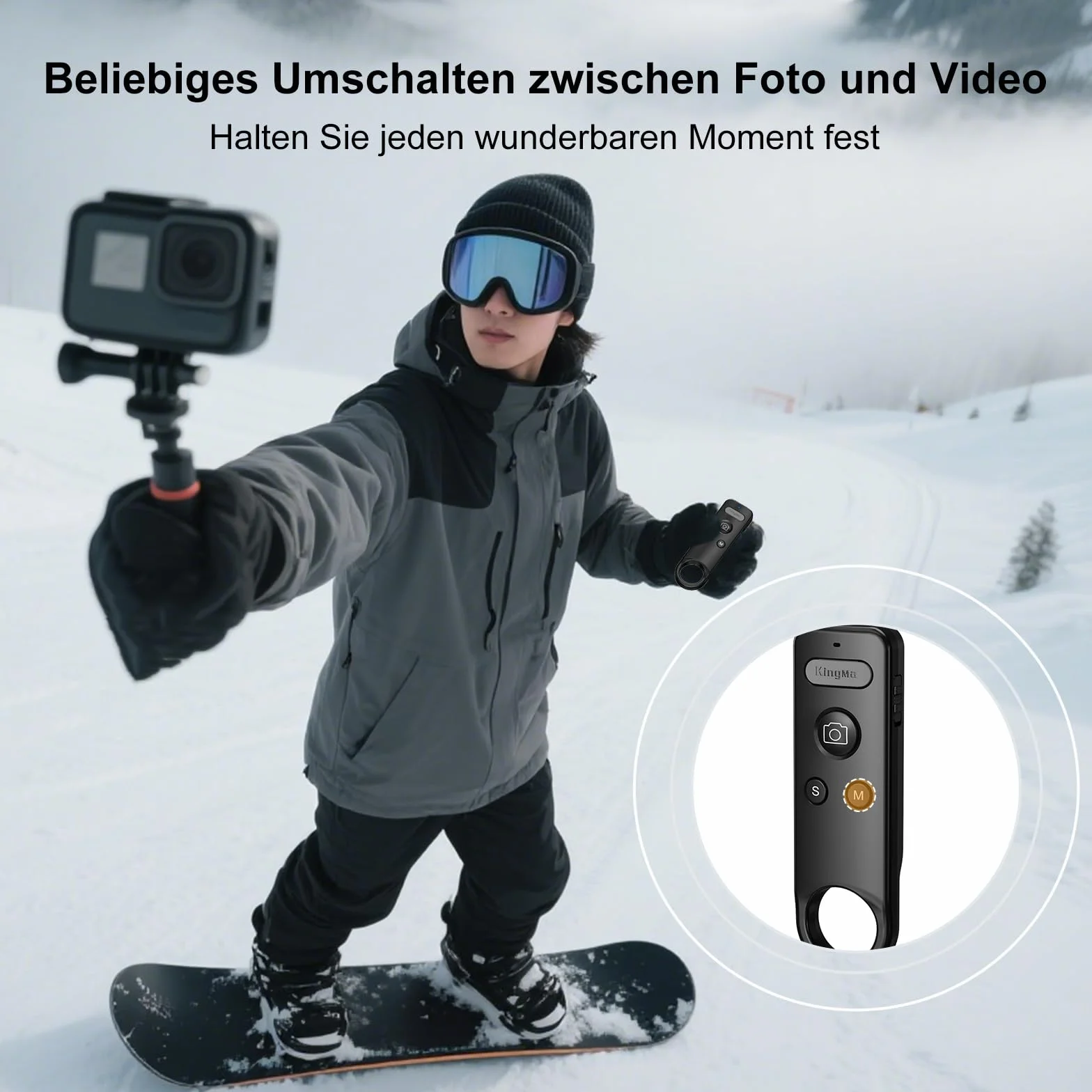 Wireless Insta 360 Ace Remote Go Pro 13 Bluetooth Remote Control per GoPro 8/9/10/11/12/13 & Insta360 X2, X3, X4, X5, GO 3/3S, ace Sport Camera per Vlogging, Cycling