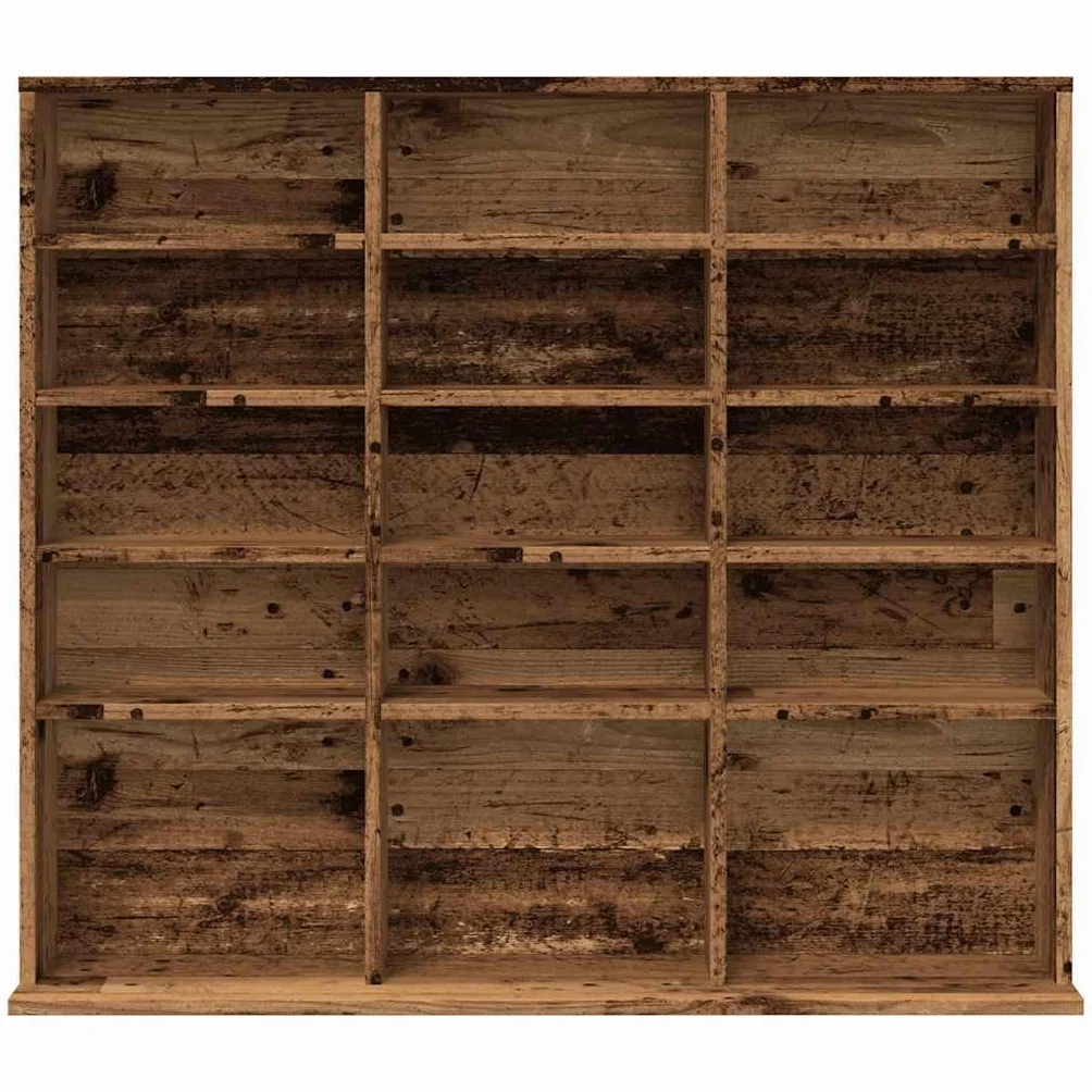 Scaffale per CD, effetto legno anticato, 100 x 23 x 89,5 cm, per CD, DVD, dischi in vinile, per soggiorno, home theatre e giochi