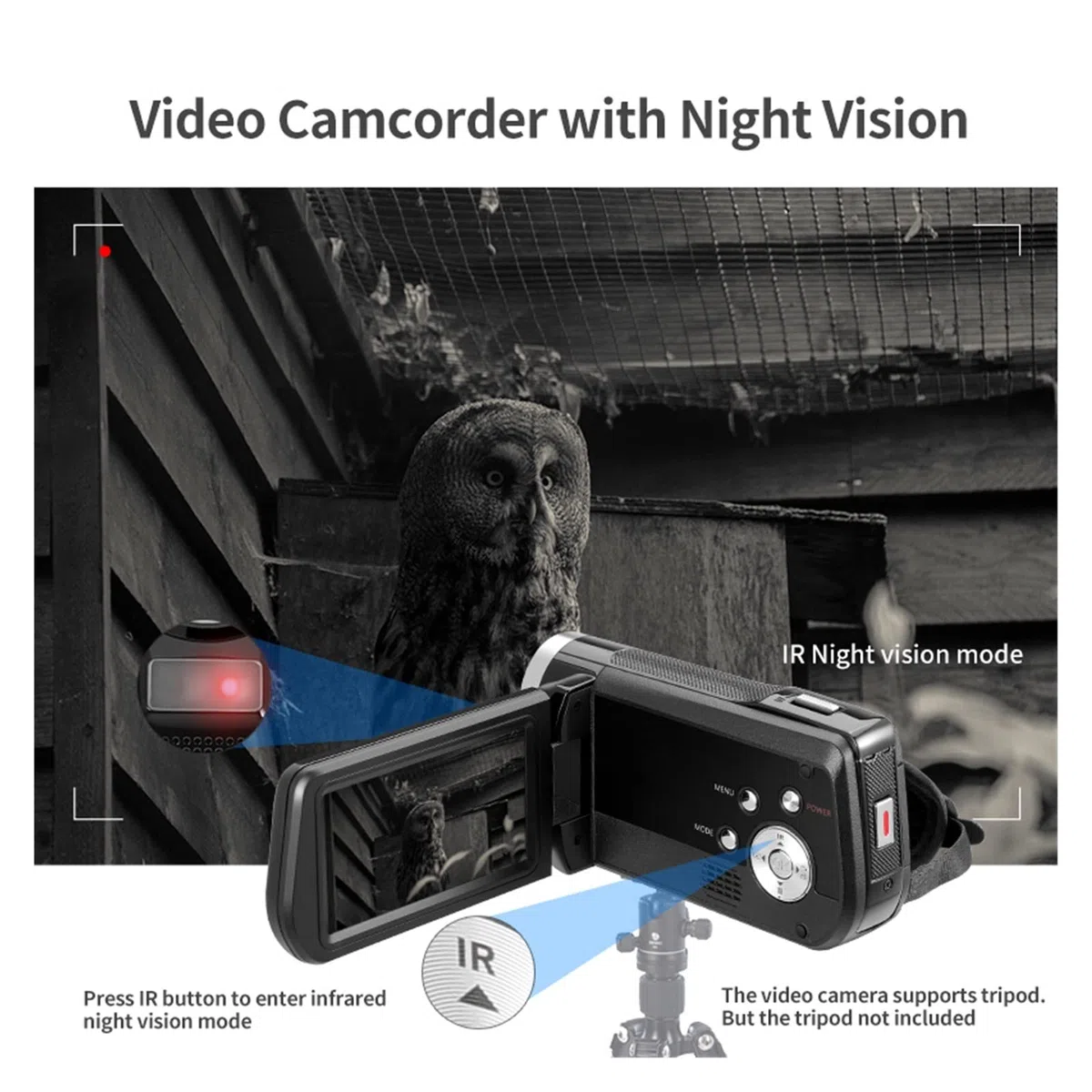 Videocamere 4K Vlog for Video Videocamere digitali for Visione Notturna IR 1080P 60FPS for Fotografia di Blog