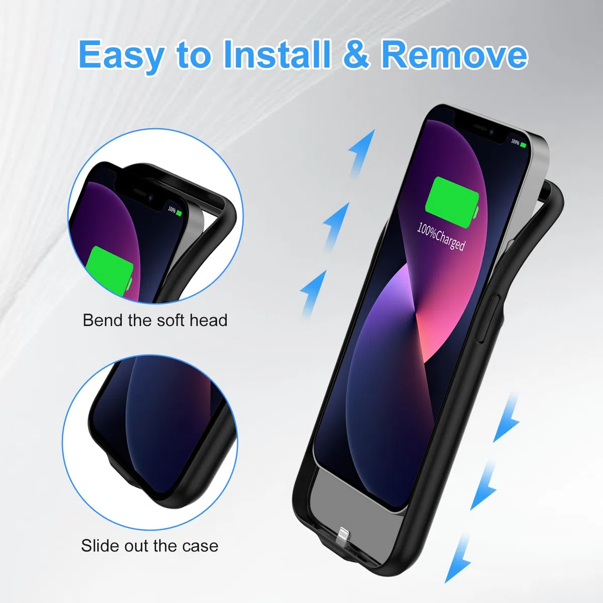 custodia batteria per iPhone 13/13Pro/14, 13800 mAh, custodia di ricarica, caricatore portatile ricaricabile espandibile