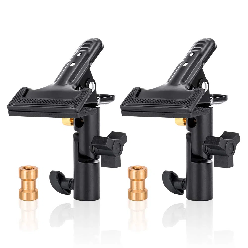 UTEBIT 2 * Riflettore Morsetto in Metallo da 180 Gradi con Vite da 1/4 a 3/8 di Pollice Adattatore per Reflector per Fotografia, Supporto Leggero, Treppiede