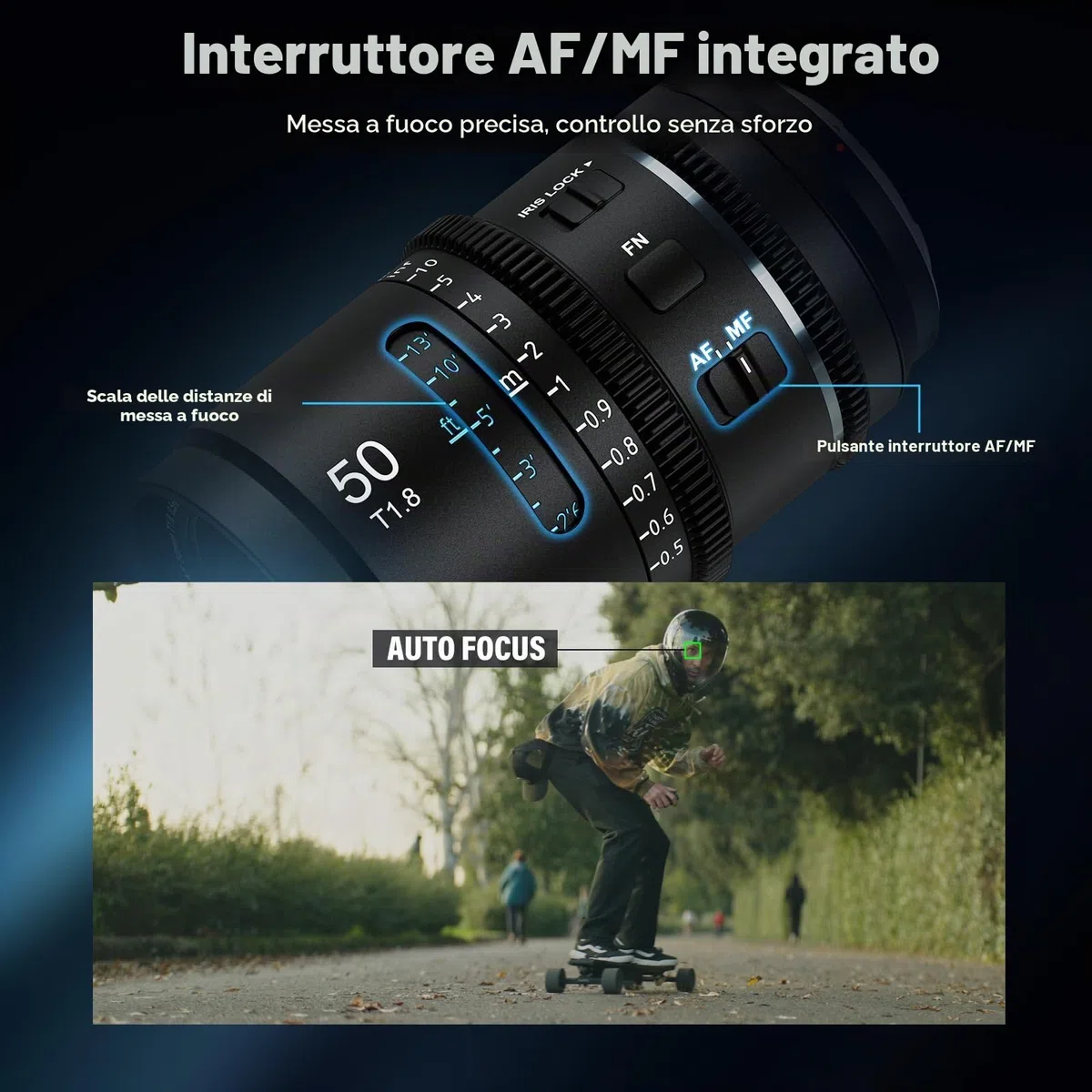 SIRUI Astra 50mm T1.8 1.33X Obiettivo Anamorfico, Obiettivo Cine Full-Frame con Autofocus e Grande Diaframma per Fotocamere E-Mount, Compatibile con A7C, A7IV, A9, A6700, ZV-E10, FX30 (Neutro Flare)