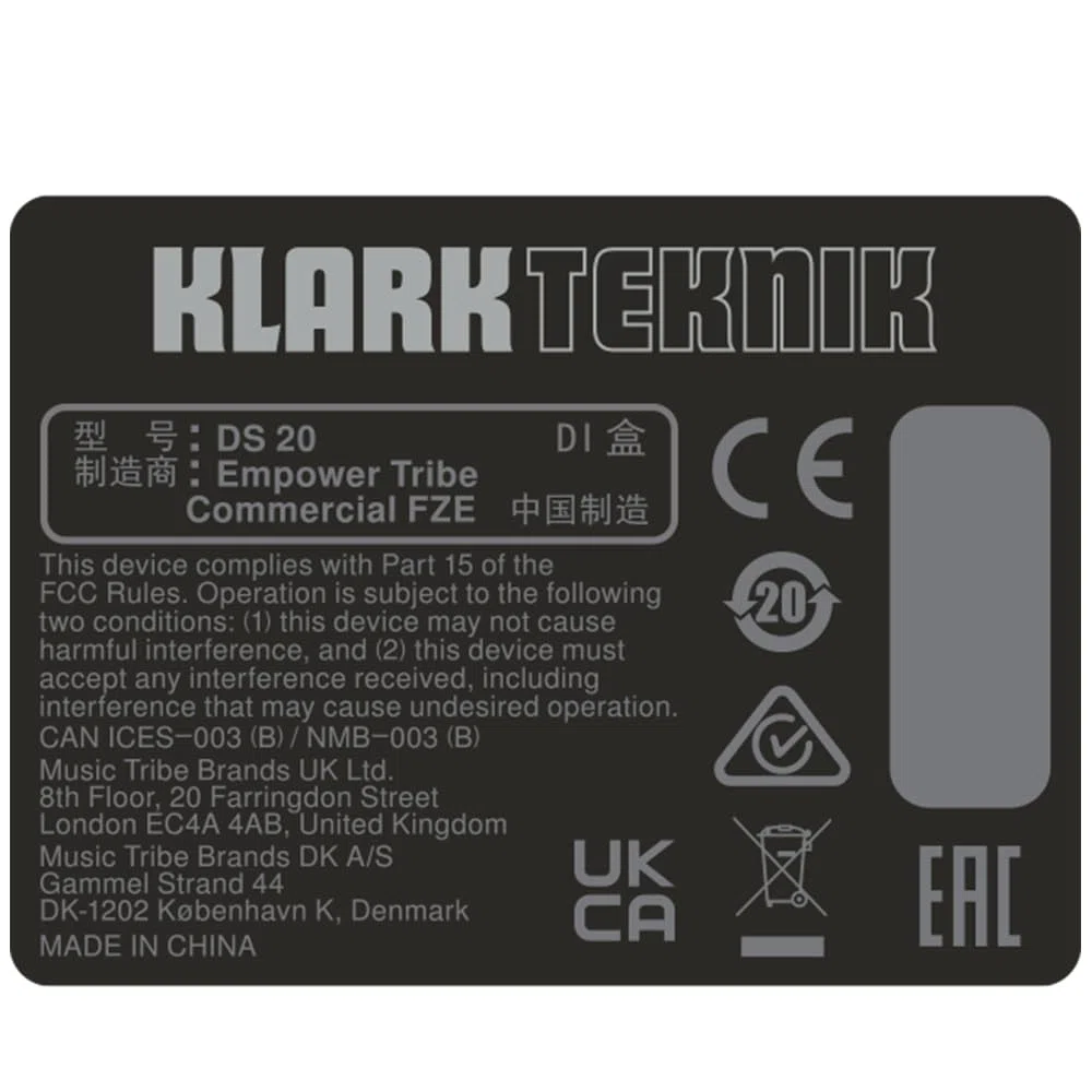 Klark Teknik DS 20 sdoppiatore di segnale passivo 1-in/2-out con trasformatore Midas e gamma dinamica estesa