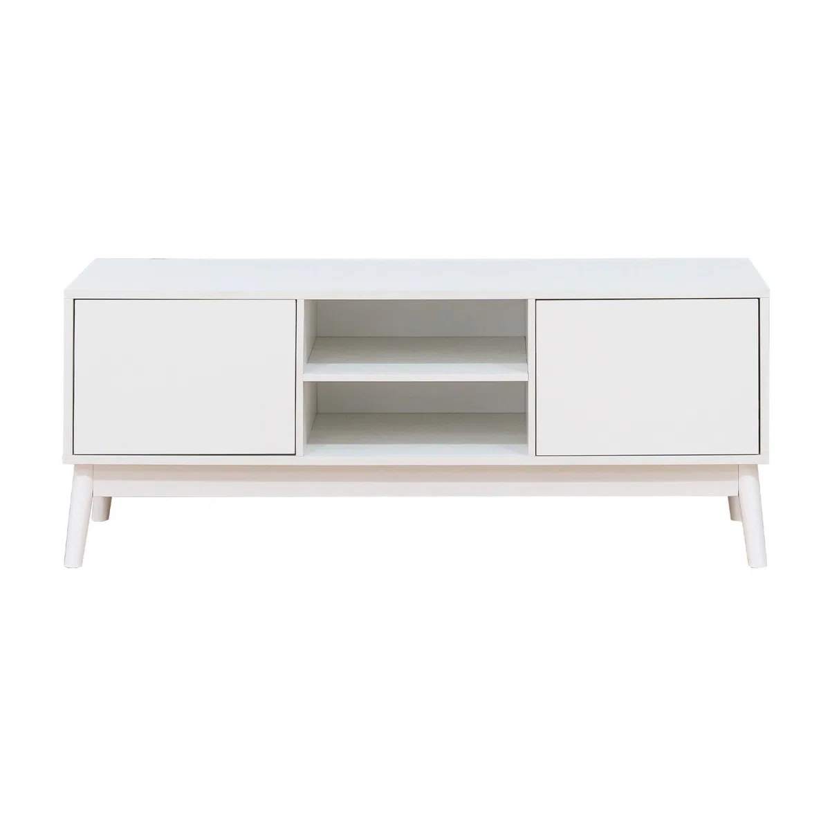 Rebecca Mobili Mobile Porta Tv, Credenza Bassa per Salotto, Bianco, Truciolato Nobilitato, con 2 Ante e 2 Ripiani, con Foro Passacavi - Misure HxLxP: 48 x 120 x 39,5 cm - Art. RE7066