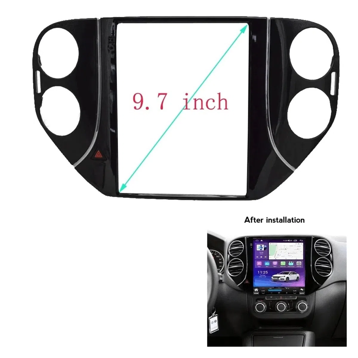 Schermo 9.7 Pollici per VW per TIGUAN 2013 2014 2015 2016 Car Dvd Frame Fascia Adattatore Android Radio Dash Kit Pannello Montaggio Mascherina Autoradio(Only Frame)
