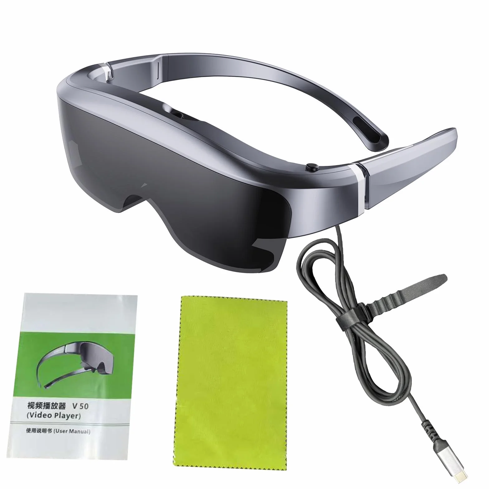 Occhiali Intelligenti con Schermo HD Virtuale da 400 Pollici e Regolazione della Miopia per Esperienza Cinematografica e Giochi, Cinema Portatile e Occhiali da Lavoro