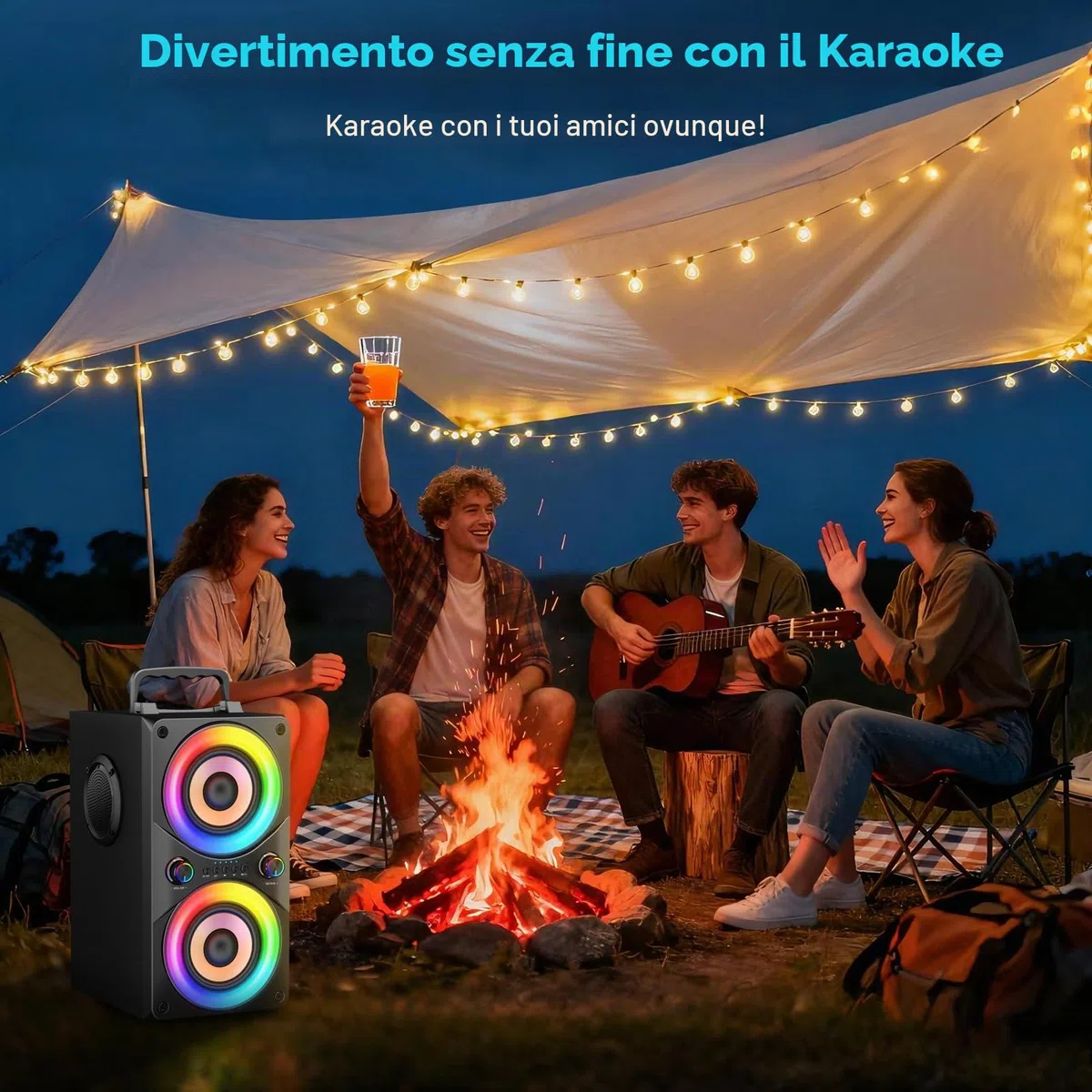 Cassa Bluetooth Potente da 100W, Altoparlante Wireless con TWS Stereo, Bassi Profondi, Cassa Portatile da Festa con Subwoofer e Luci LED