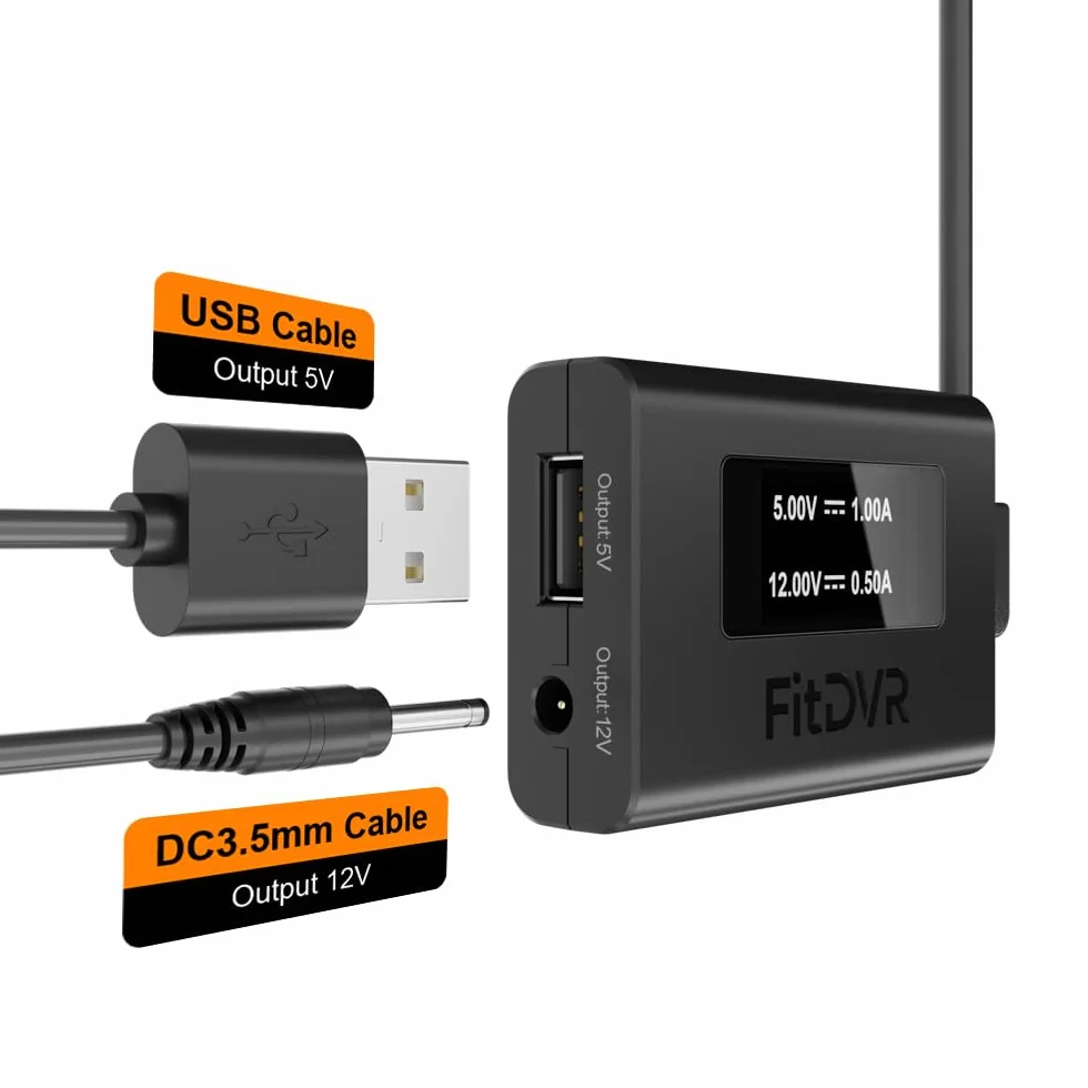 Adattatore di alimentazione per dashcam (3 pin) compatibile con Citroen Peugeot e DS, alimentazione USB con display a LED, collegamento al sensore pioggia, uscita 5V 12V, facile da installare, D3-037