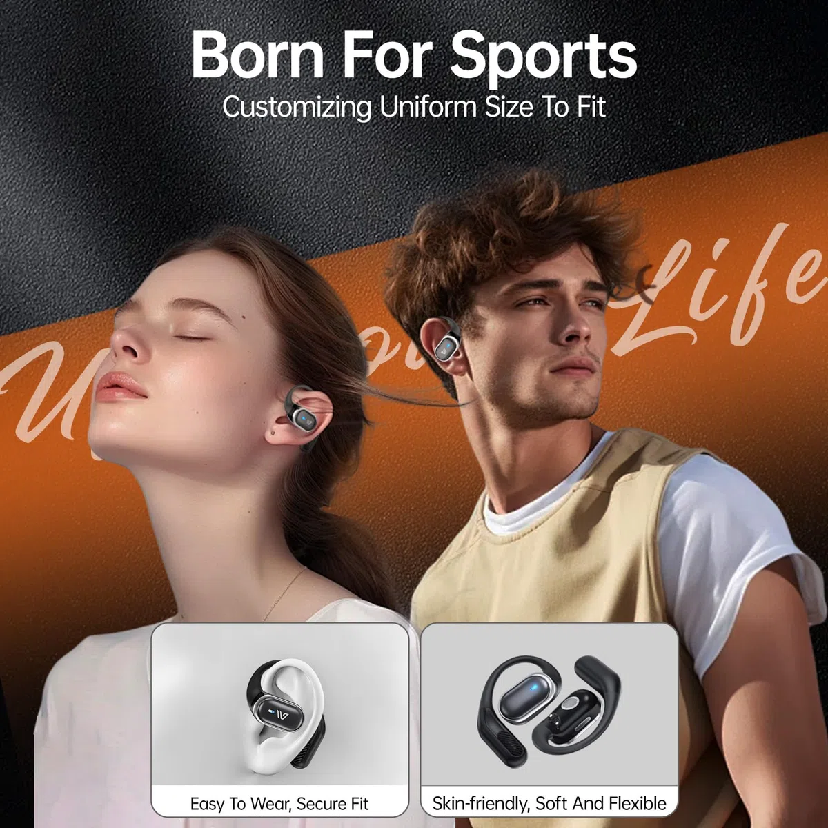 Weofly Outfits - Auricolari aperti, senza fili, Bluetooth 5.4, leggeri, con microfono, cancellazione del rumore, IPX7, impermeabili, per corsa, sport, esercizio (nero)