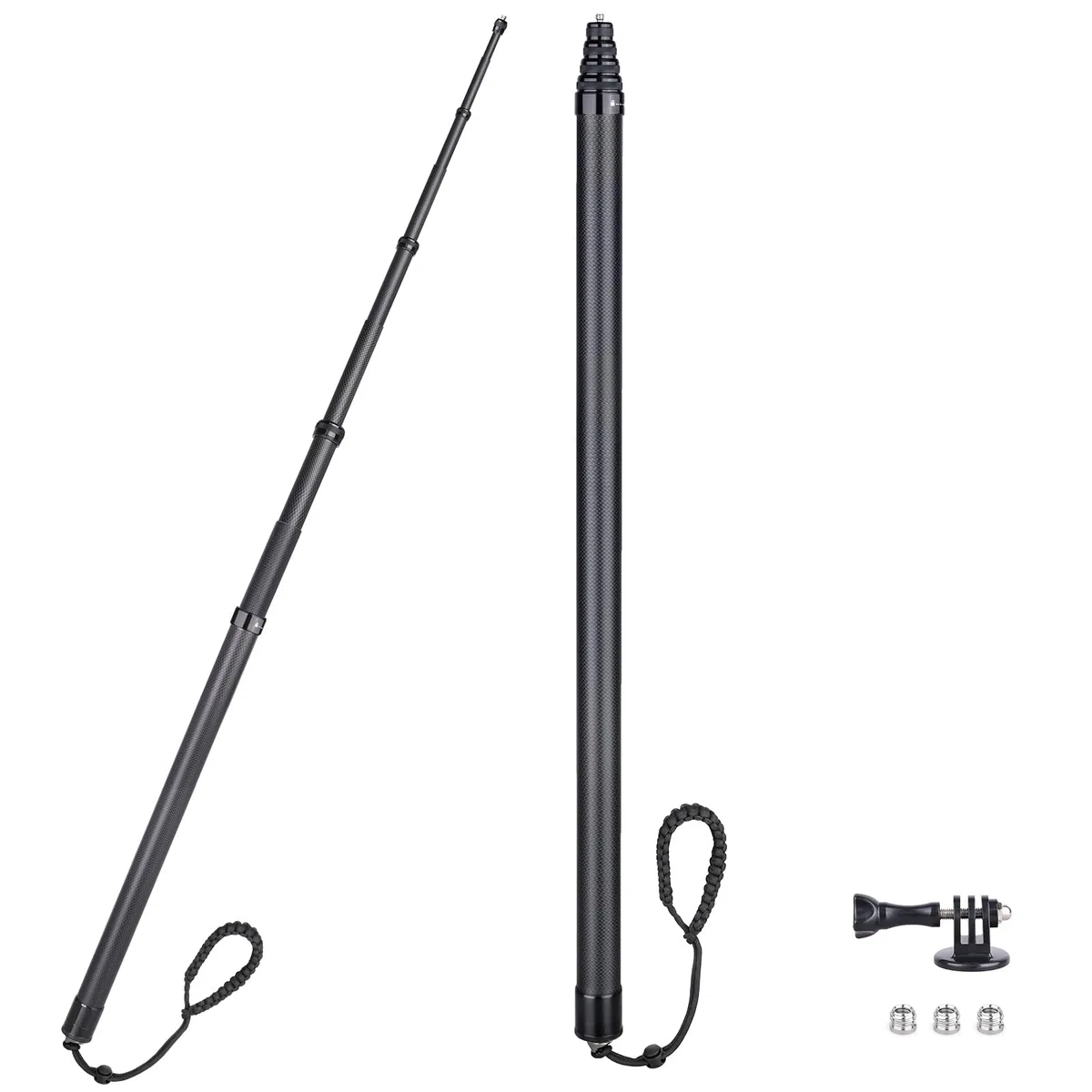ARTCISE Bastone per selfie lungo in fibra di carbonio, 500 cm, asta di estensione per selfie monopiede per GoPro Hero per DJI Osmo Action per Osmo Pocket per Insta360 per fotocamera
