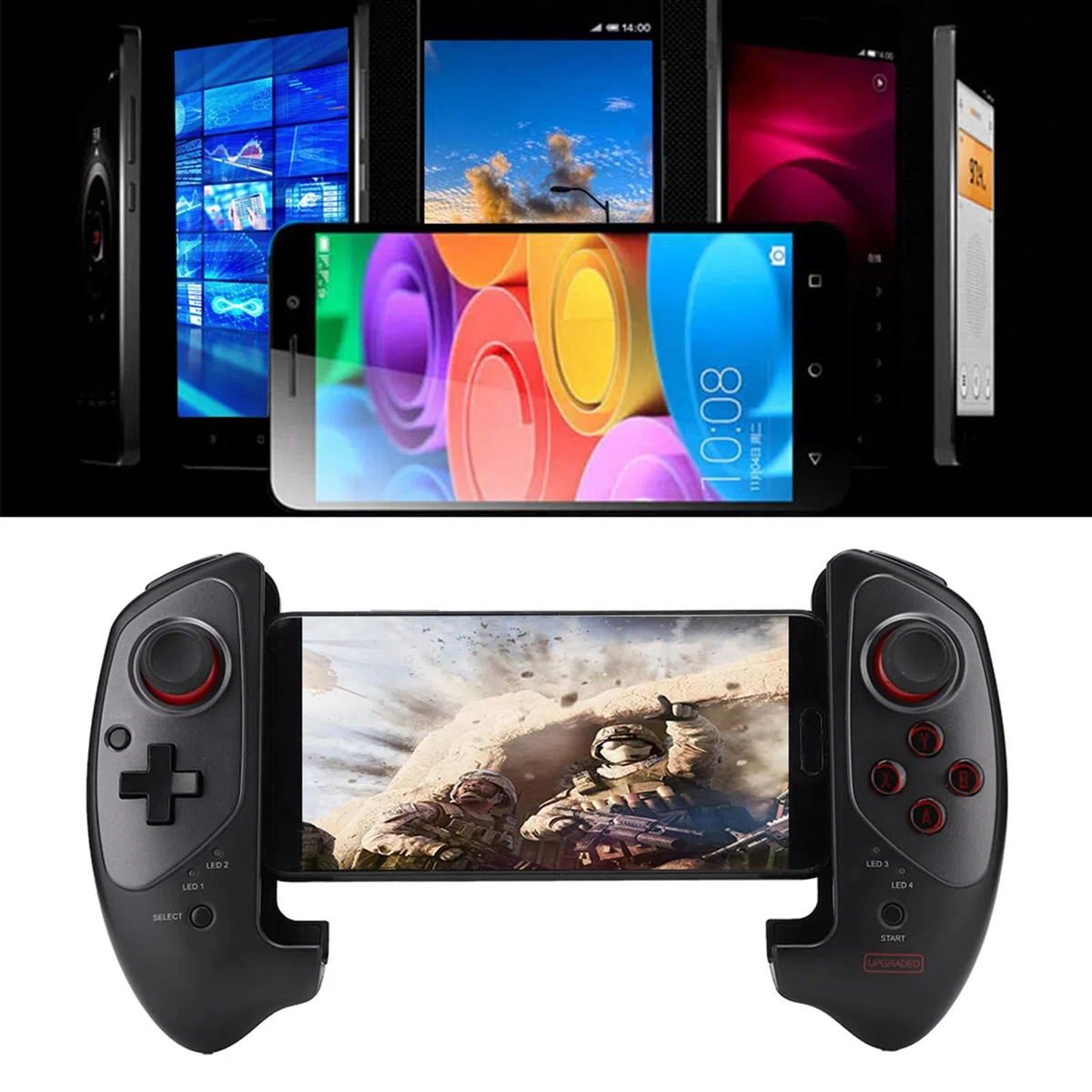 ANGGREK Controller di Gioco, Joystick Wireless Bluetooth Gamepad con Design Telescopico Fino a 280mm Impugnatura Comfortevole Supporto Android IOS Gioco Diretto