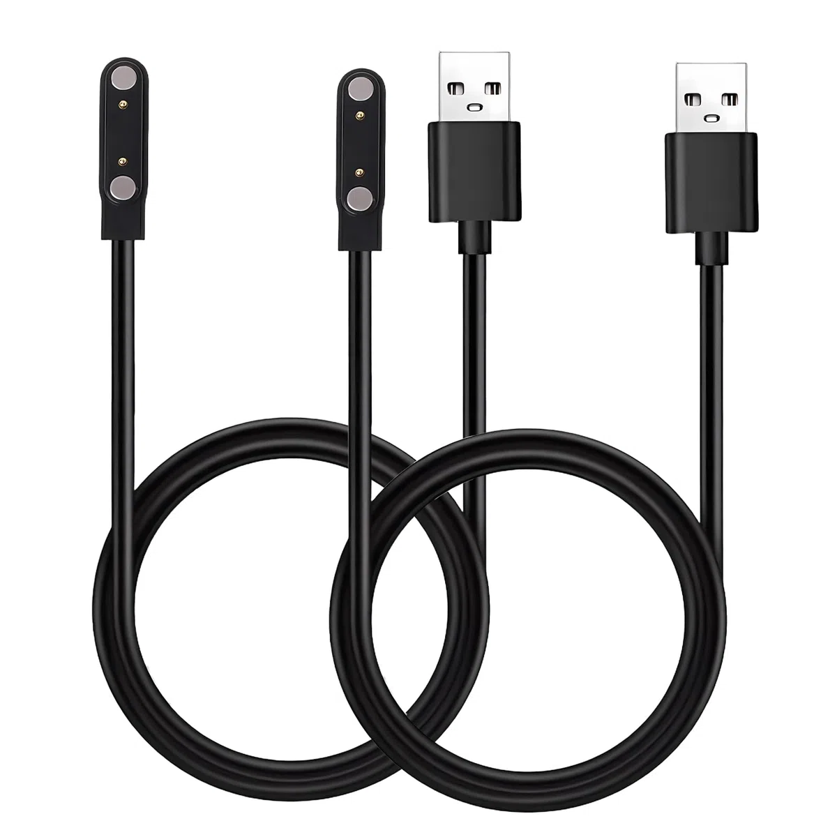 Caricabatterie magnetico per smart watch, compatibile con Cosmo Jrtrack 4/Jrtrack 3/Jrtrack 2/Jrtrack/Jrtrack SE, caricabatterie magnetico portatile di ricambio USB (nero, 2 pezzi)