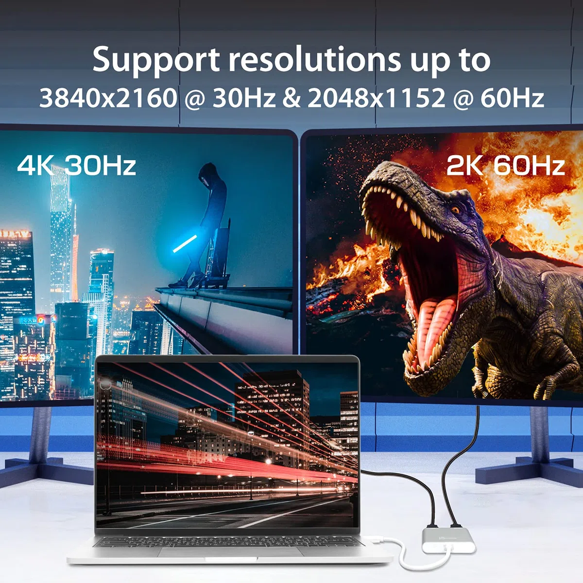 j5create Adattatore da USB Tipo A a doppio HDMI - Convertitore multi display HDMI doppio | 4K Ultra HD + 1080p Full HD | Compatibile con Windows, Mac, MacBook (JUA365)