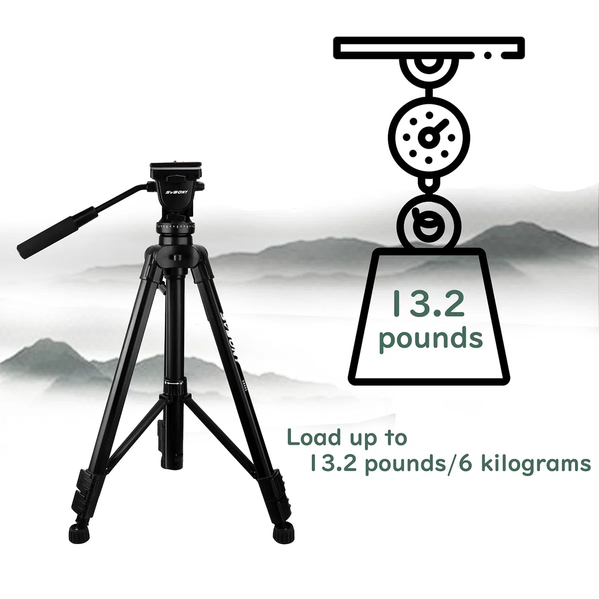 SVBONY Treppiede SA402, treppiede da viaggio in alluminio con piastra a sgancio rapido da 1/4" per cannocchiale e fotocamere reflex digitali DSLR, carico fino a 6 kg
