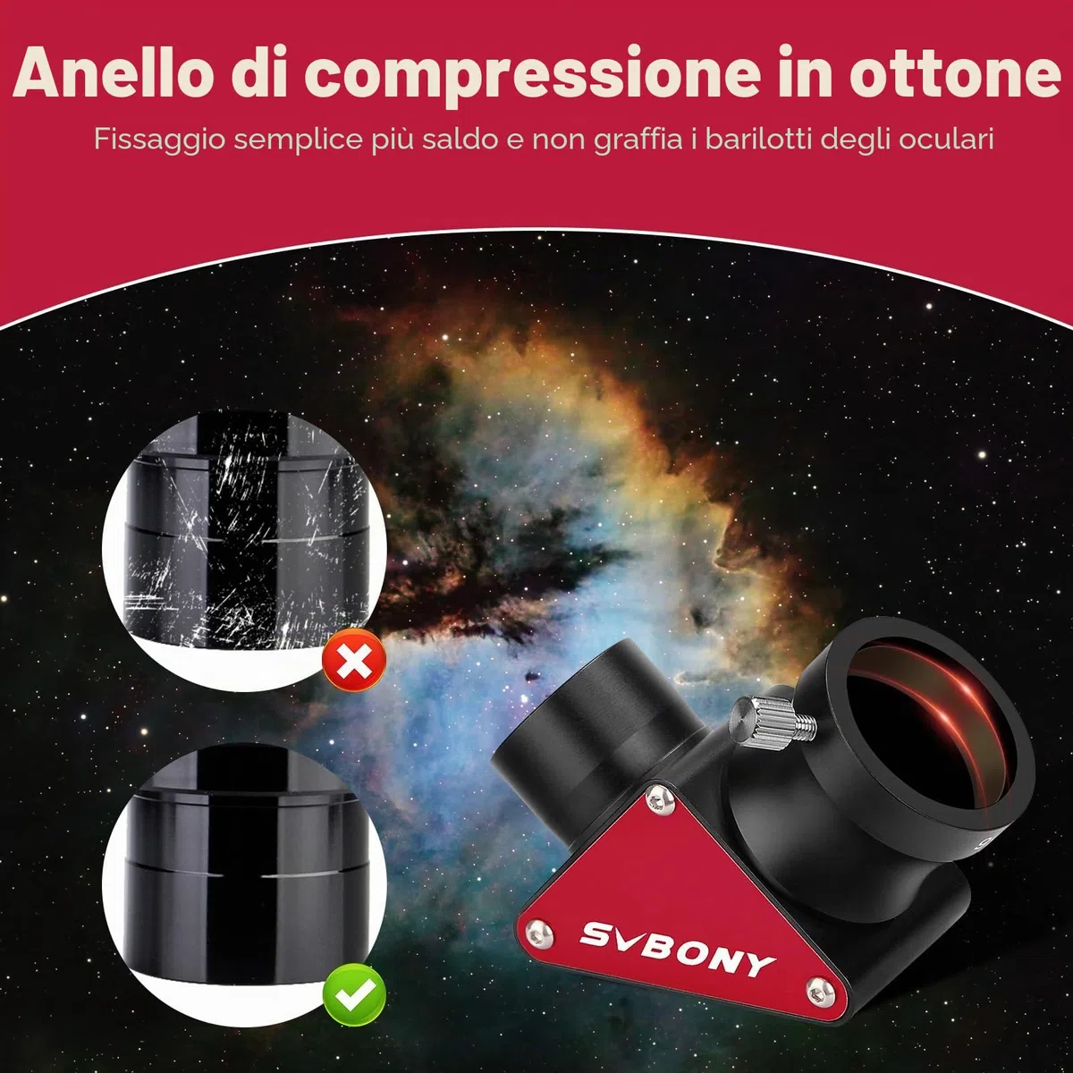 Svbony SV188P Diagonale Dielettrico, 99% di Riflettività Specchio Dielettrico, 1.25 Pollici 90 Gradi Diagonale Telescopio, Accessori per Telescopio per il Pianetario Profondo Cielo Visivo