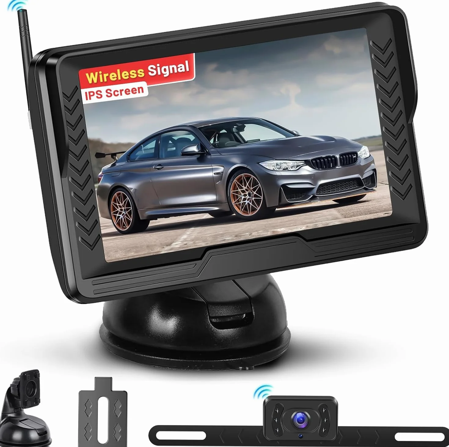 Hikity Telecamera Retromarcia Wireless AHD 5" LCD IP69 | Visione Notturna a Colori, Telecamera Posteriore, per Auto 12V