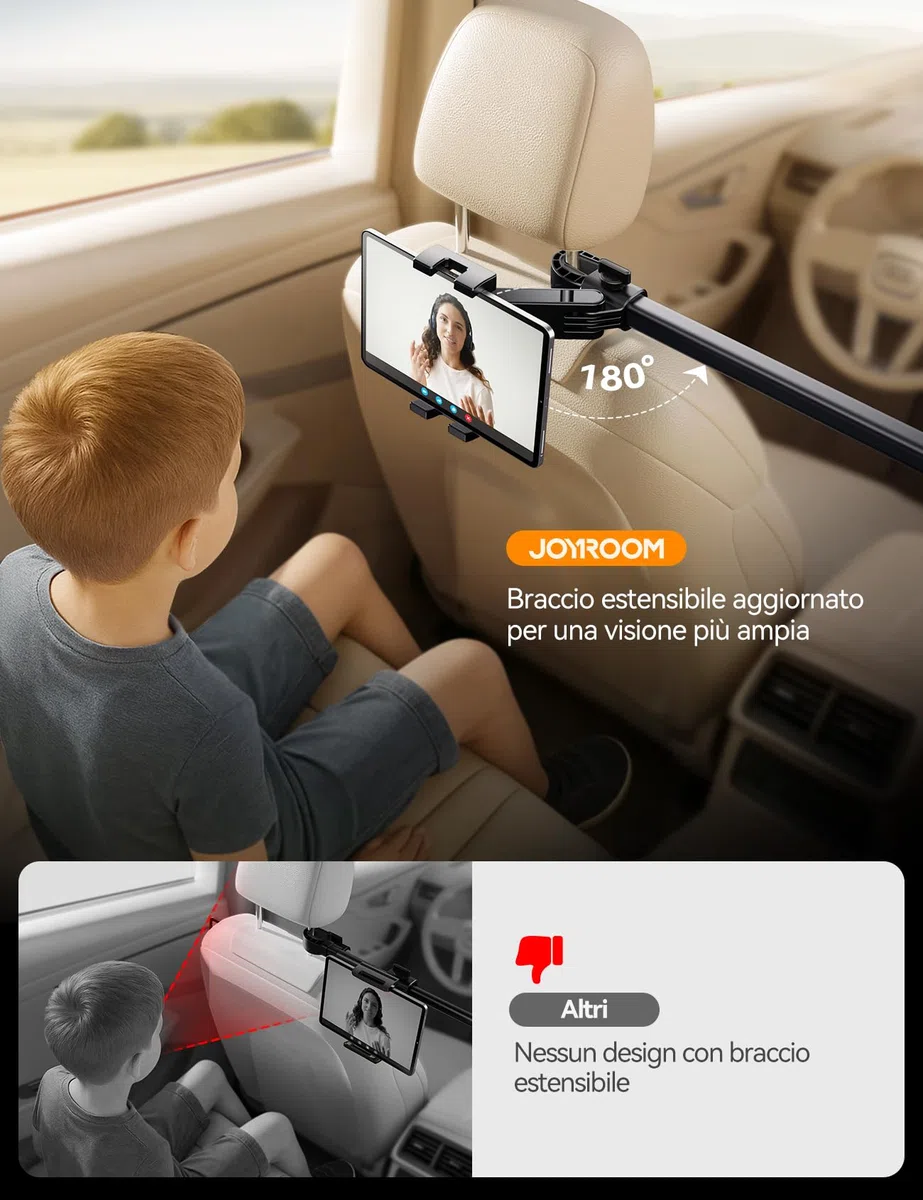 JOYROOM Porta Tablet da Auto Centrale, Supporto Switch con Braccio Metallico Supporto iPad Auto per Tablet da 4,7 a 12,9"