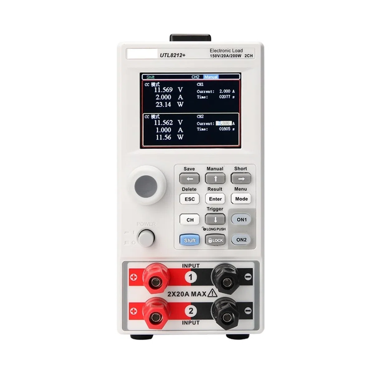 Tester per batteria auto, Carico elettronico UTL8211+ UTL8212+ 20A 400W DC digitale programmabile Tester for batteria Misuratore di carico Test alimentazione(UTL8212 PLUS)