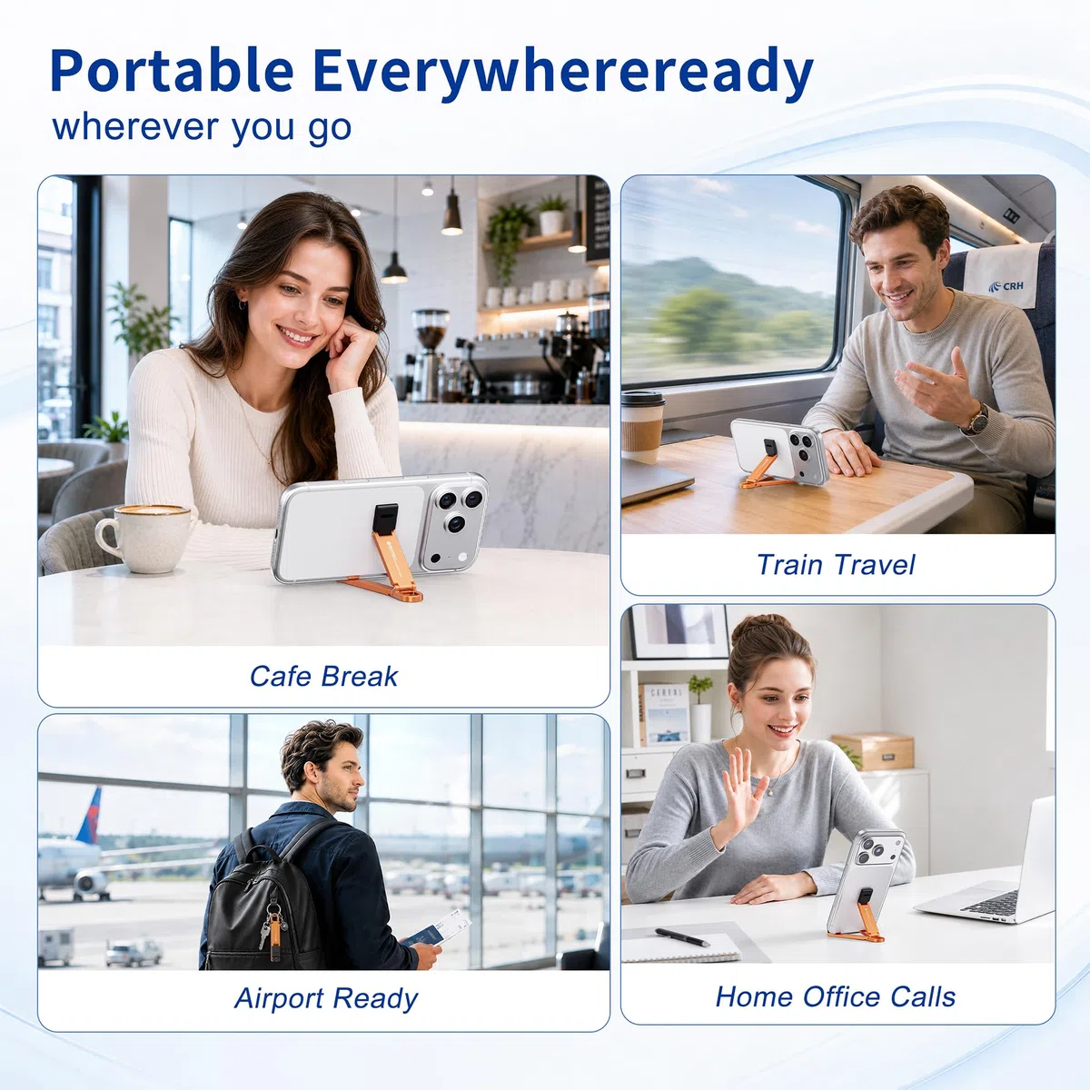 Supporto pieghevole per telefono da scrivania, portatile e regolabile, in alluminio, tascabile, mini supporto per cellulare, da scrivania, per casa, ufficio e viaggi (arancione)