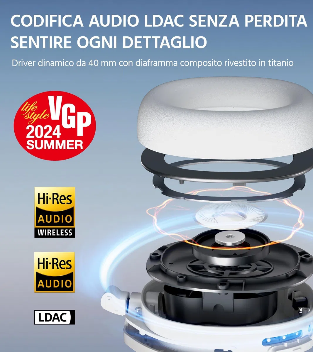 Edifier W830NB - Cuffie wireless Over Ear con -45dB ANC, batteria 94 ore, LDAC Hi-Res, audio spatial, ricarica rapida, Bluetooth V5.4, colore: Nero