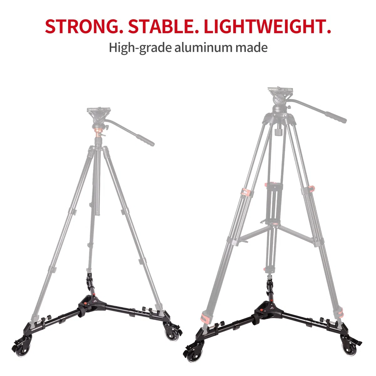 COMAN Treppiede professionale Dolly – Heavy Duty con gamba regolabile con ruote di bloccaggio e custodia per il trasporto compatibile con la maggior parte dei treppiedi, fotocamere,videocamere