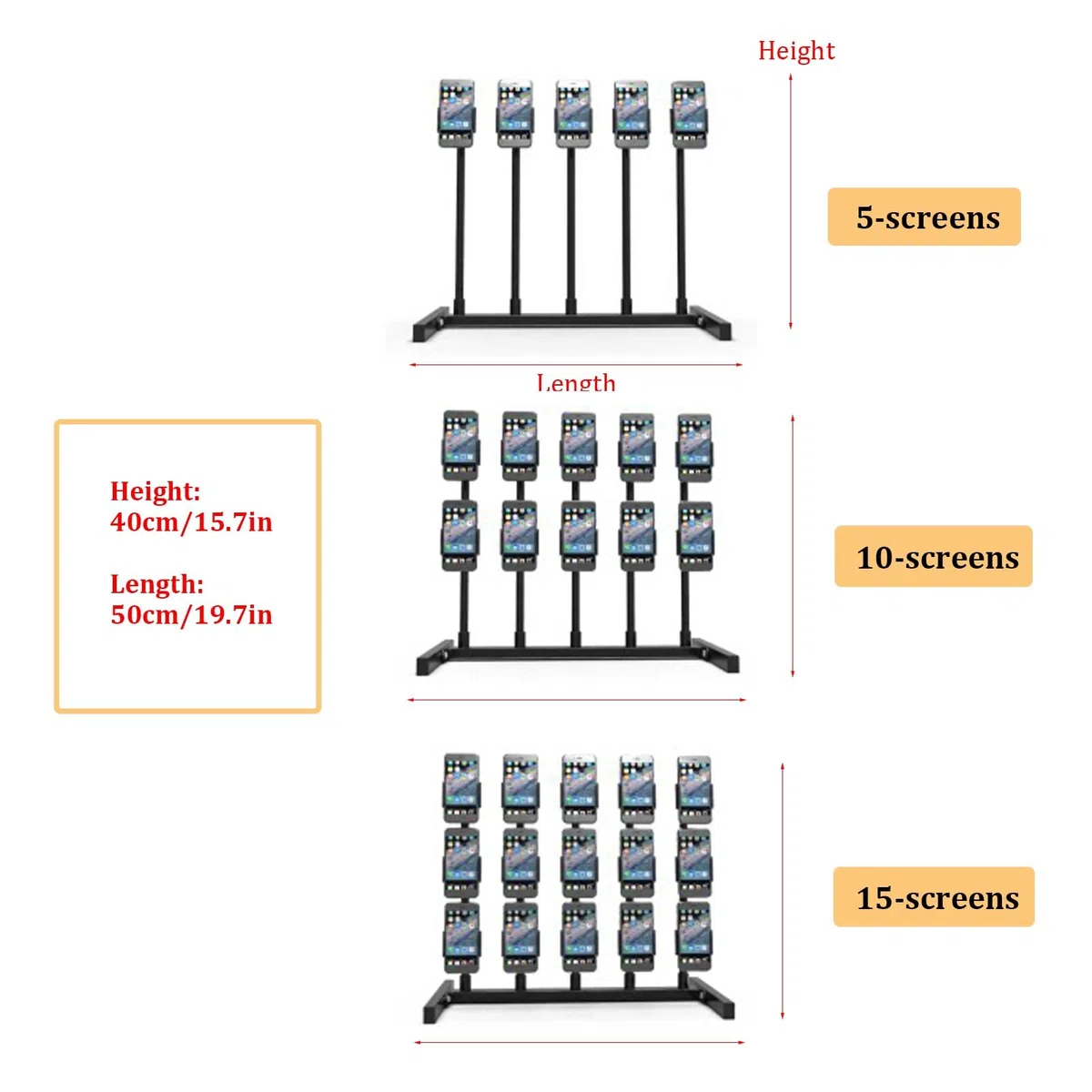 Supporto da scrivania multi-dispositivo per live streaming, in metallo, per più cellulari