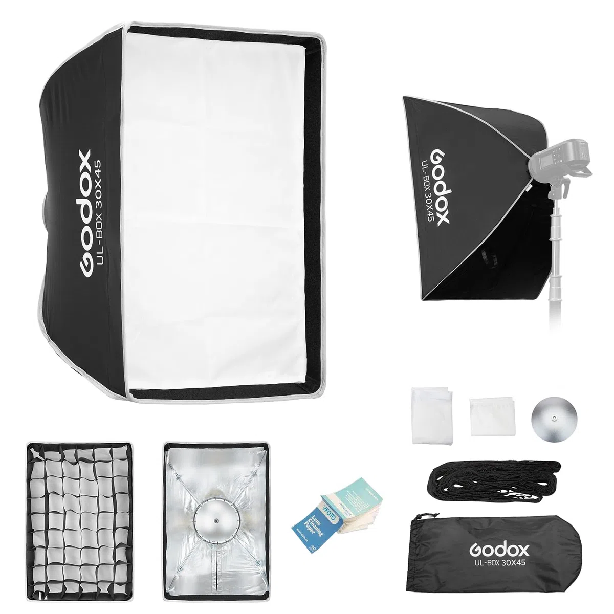 Godox UL-BOX-30 * 45 Rettangolare Softbox, 30x45cm Soft Box Sgancio Rapido con Griglia, Pieghevole Softbox con Bowens Mount per Studio Video Light SL60W SL100D SL100Bi MS200-V MS300-V DP400III-V