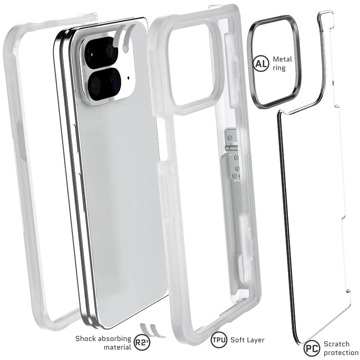Ghostek Covert per Clear Pixel 10 Pro Fold - Custodia con cavalletto integrato e protezione completa per cardine, progettata per Google Pixel10 Pro Fold 2025 (8 pollici), colore: trasparente opaco.