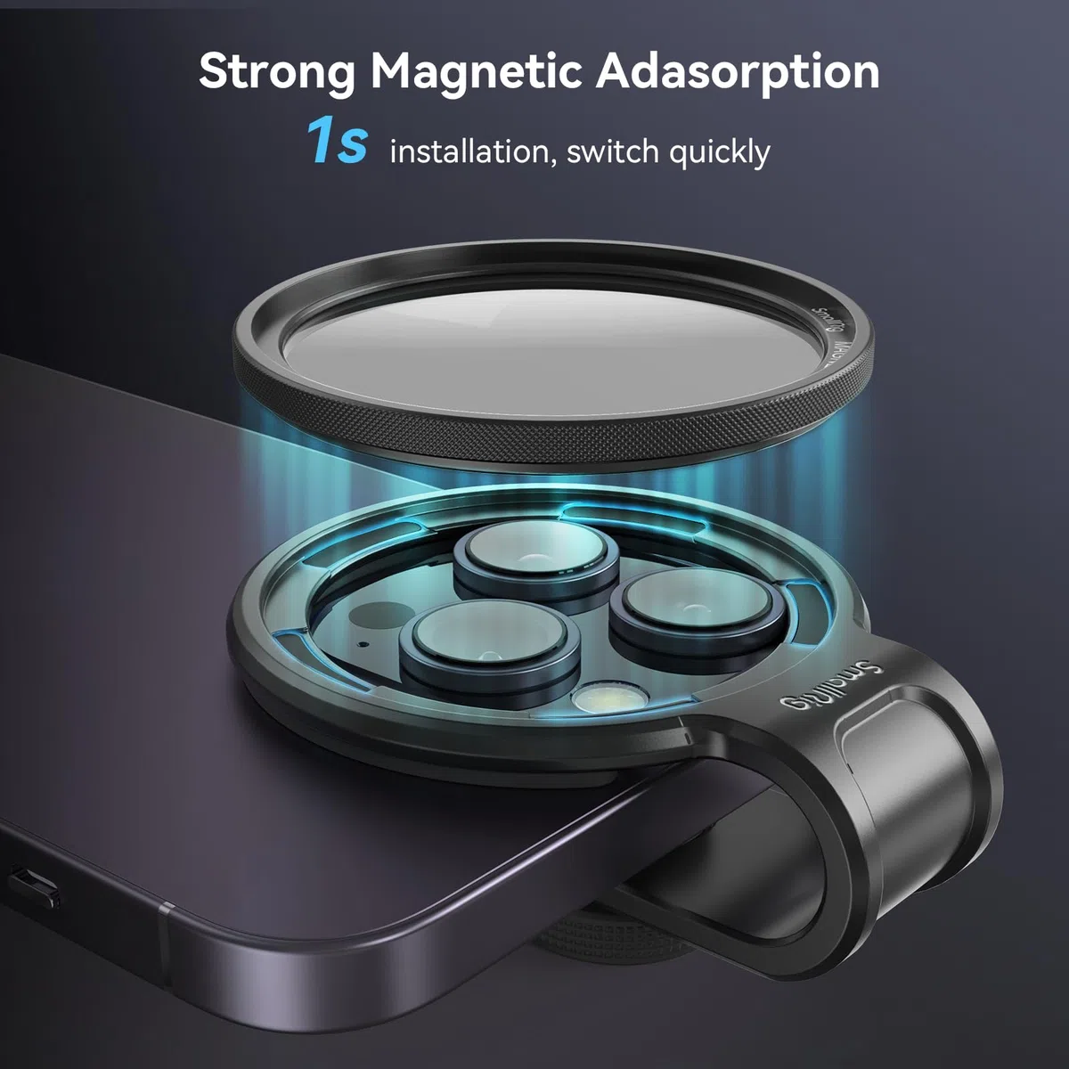 SMALLRIG Kit Filtri Polarizzatori Circolari Magnetici da 52 mm (CPL + Anello Universale) per Telefono - 4389