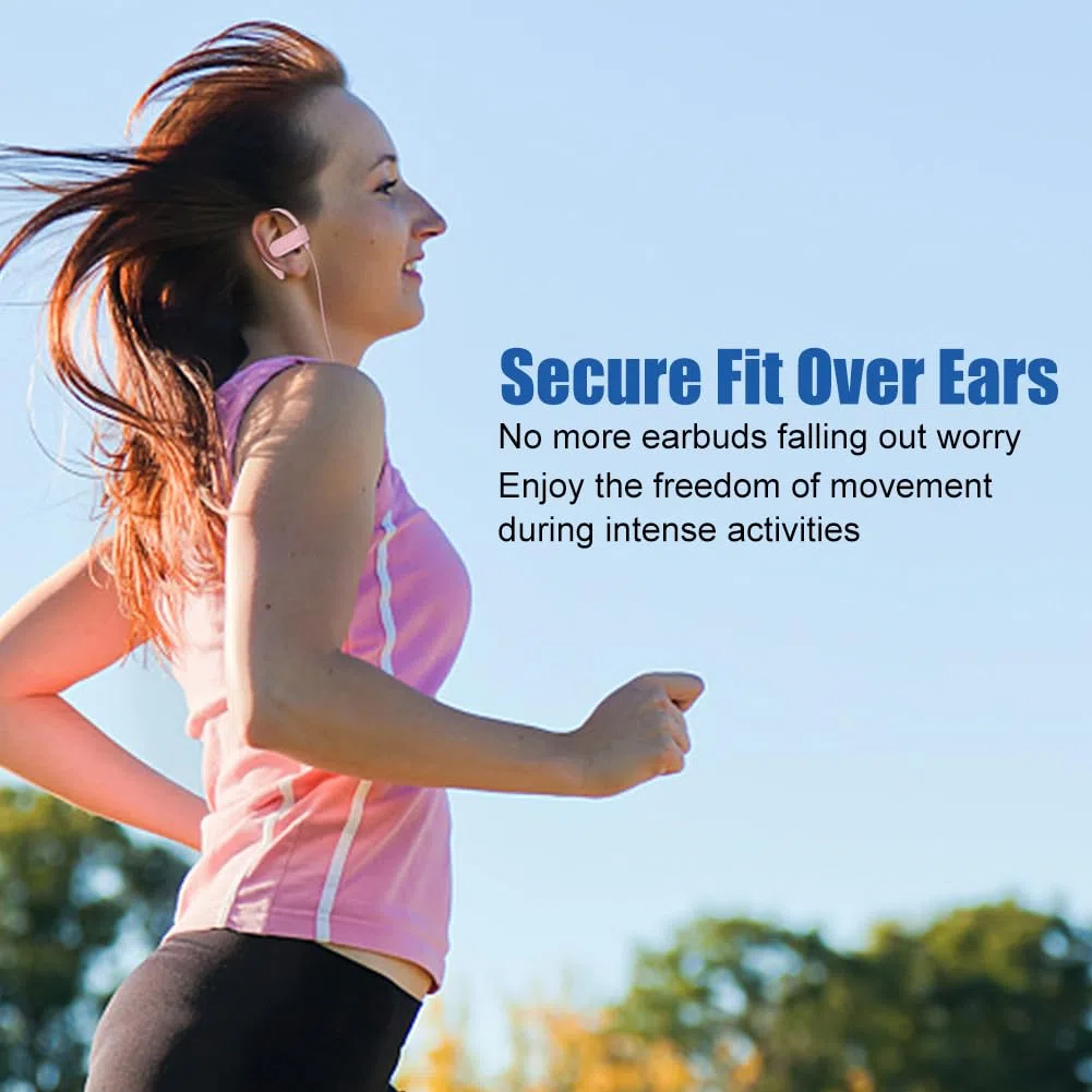 Joysico Auricolari over ear cablati con microfono e controllo del volume, gancio e custodia, auricolari sportivi a prova di sudore per corsa, esercizio, palestra, allenamento, cuffie avvolgenti per
