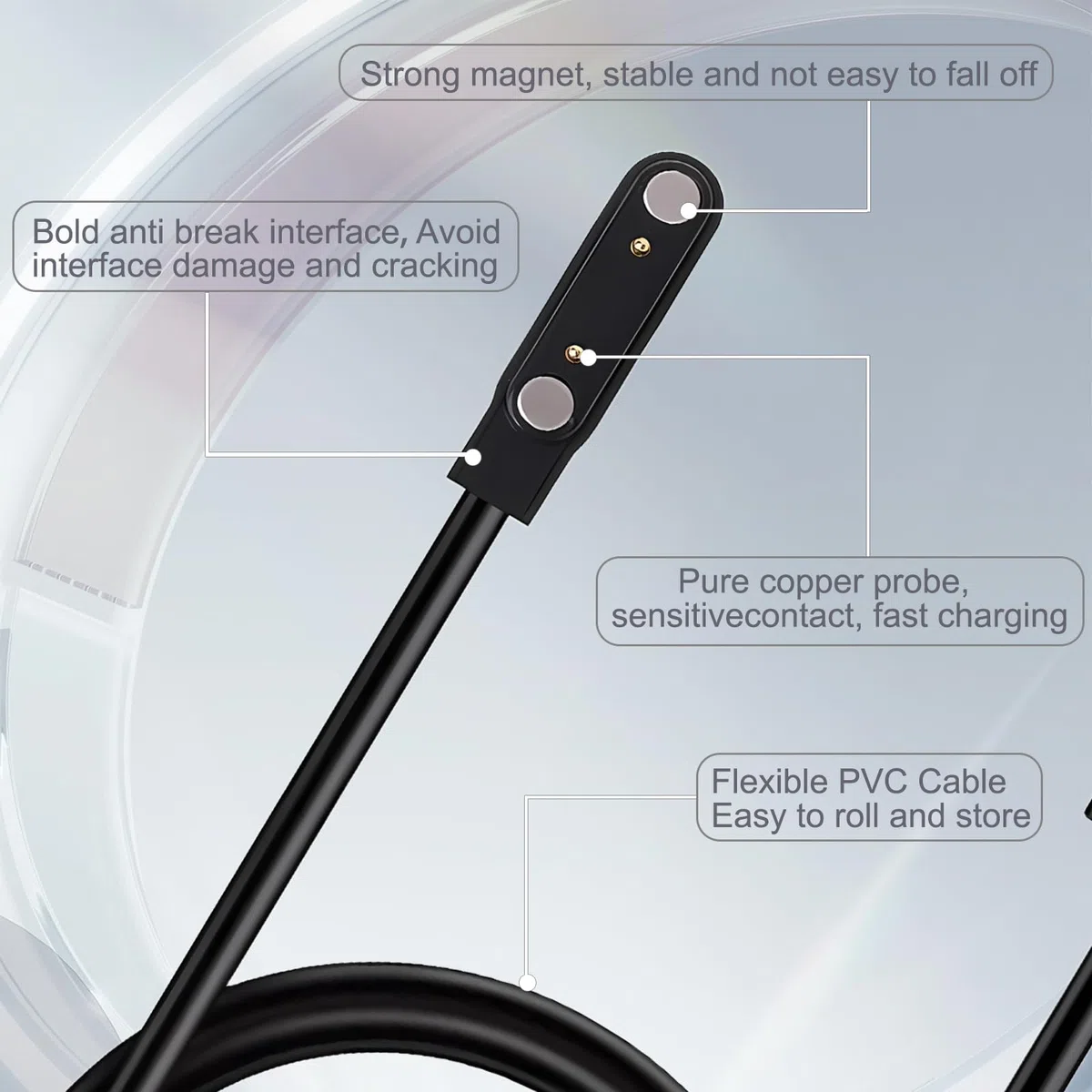 Caricabatterie magnetico per smart watch, compatibile con Cosmo Jrtrack 4/Jrtrack 3/Jrtrack 2/Jrtrack/Jrtrack SE, caricabatterie magnetico portatile di ricambio USB (nero, 2 pezzi)