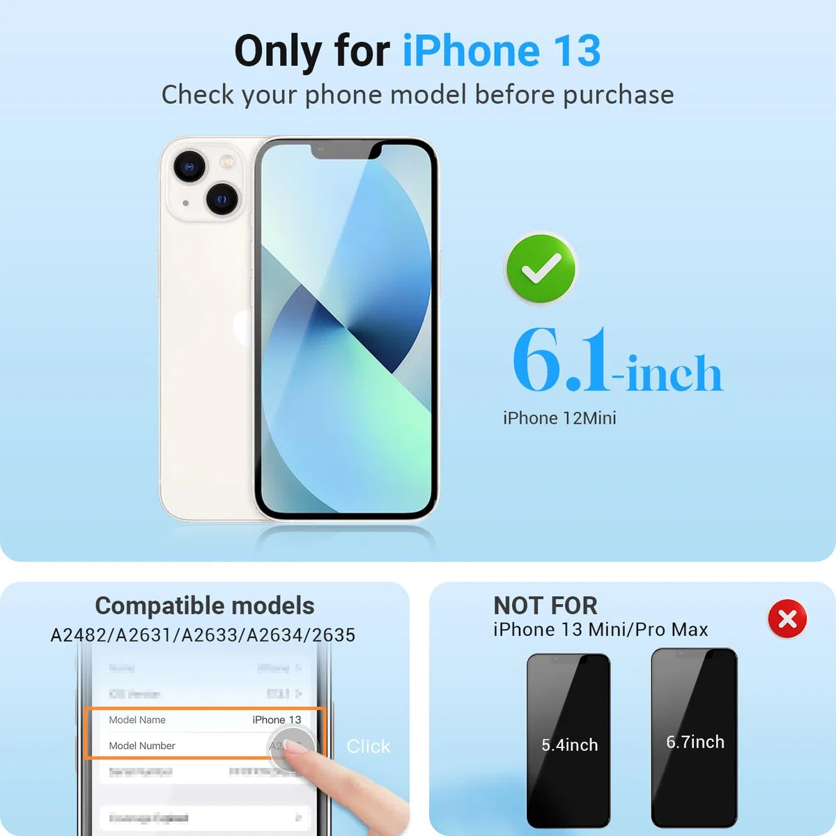 Display per iPhone 13 Schermo LCD di Ricambio 6,1 Pollici Touch Screen con Vetro Digitizer Montato e Kit di Strumenti per la Riparazione