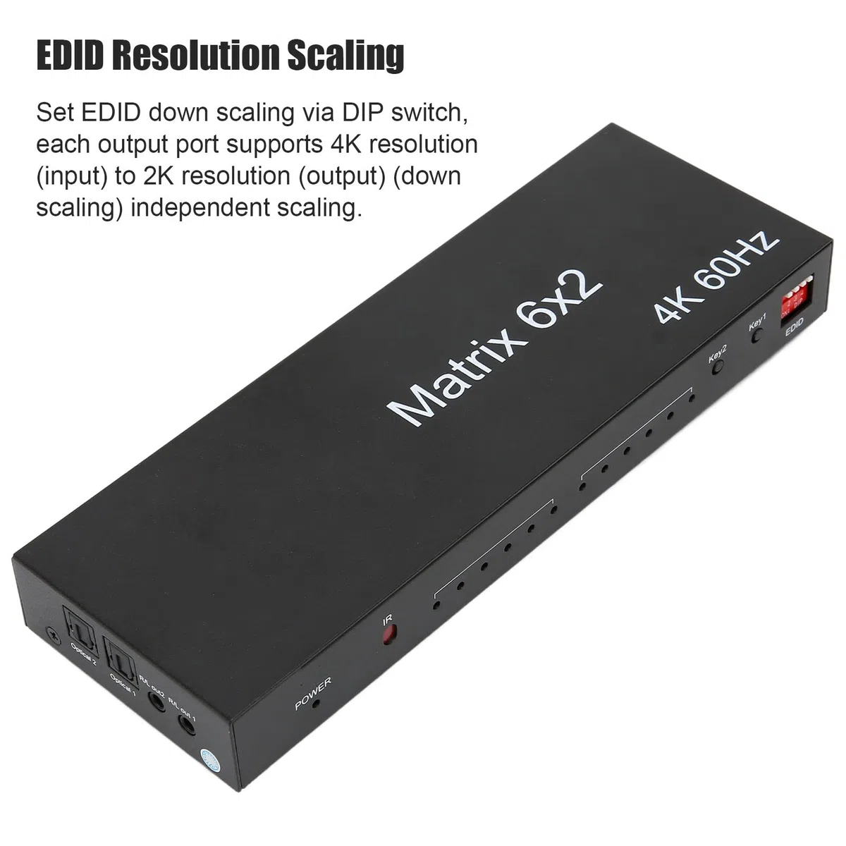 Annadue a Matrice HDMI 6x2,4K HDMI Switcher Splitter 6 in 2 out Box, Supporta Fino a 4K a 60 Hz, EDID, 3D, HDCP 2,2, 3,5 Mm + Uscita Ottica, Telecomando(EU)