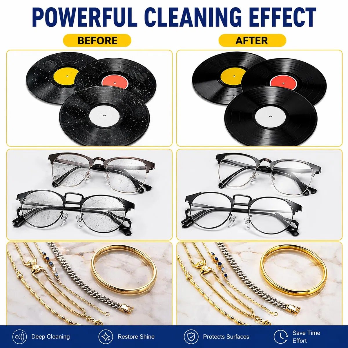 Pulitore ultrasonico per dischi in vinile: pulisce 8 LP contemporaneamente, azione a doppia faccia con rotazione automatica, timer da 0 a 30 minuti, ripristina il suono incontaminato