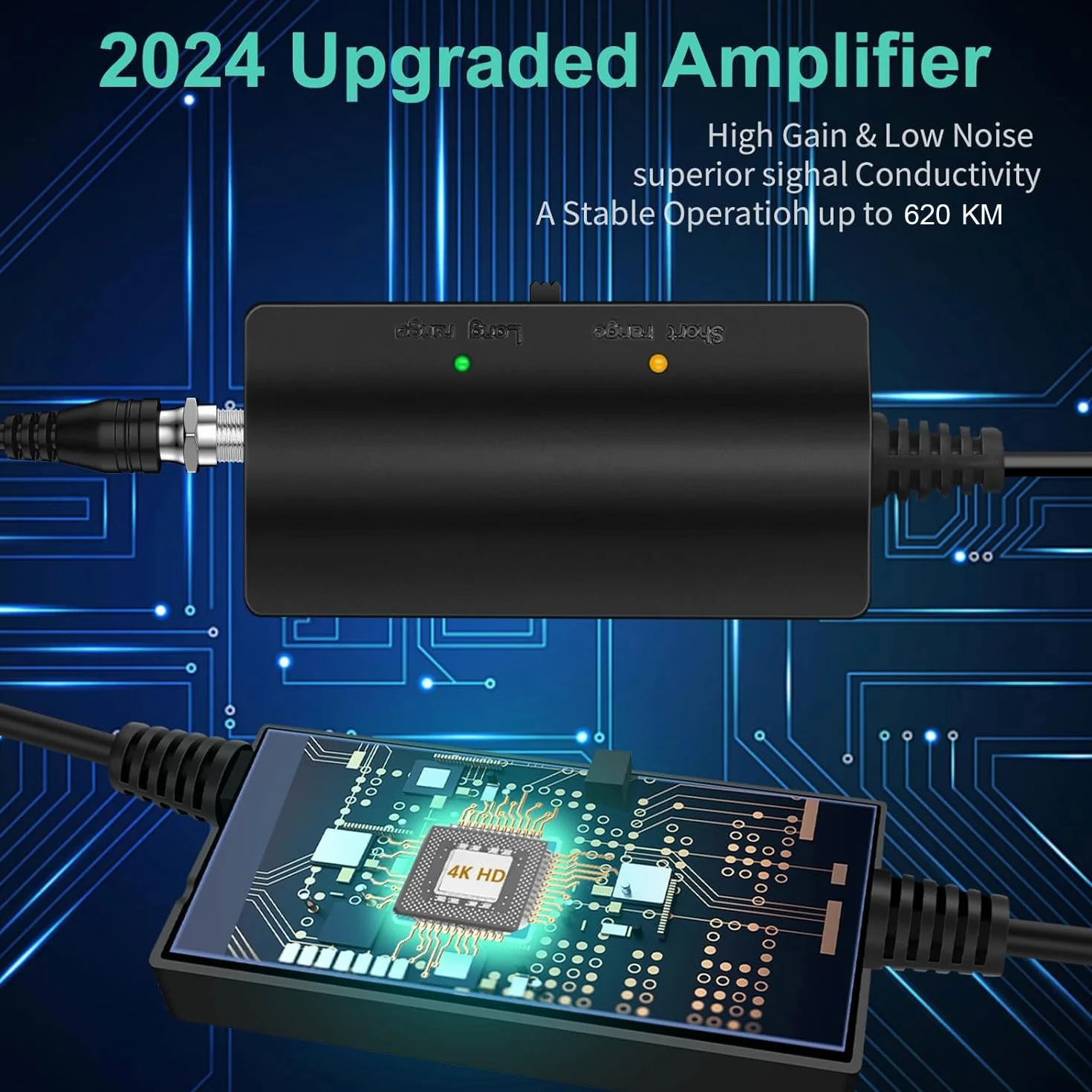 620+KM Antenna TV Interna Amplificata Potente, 2026 più recente Antenna TV Portatile con Amplificatore di Segnale per TVs 4K 1080P HDTV e VHF UHF-10M Cavo Coassiale Antena DVB