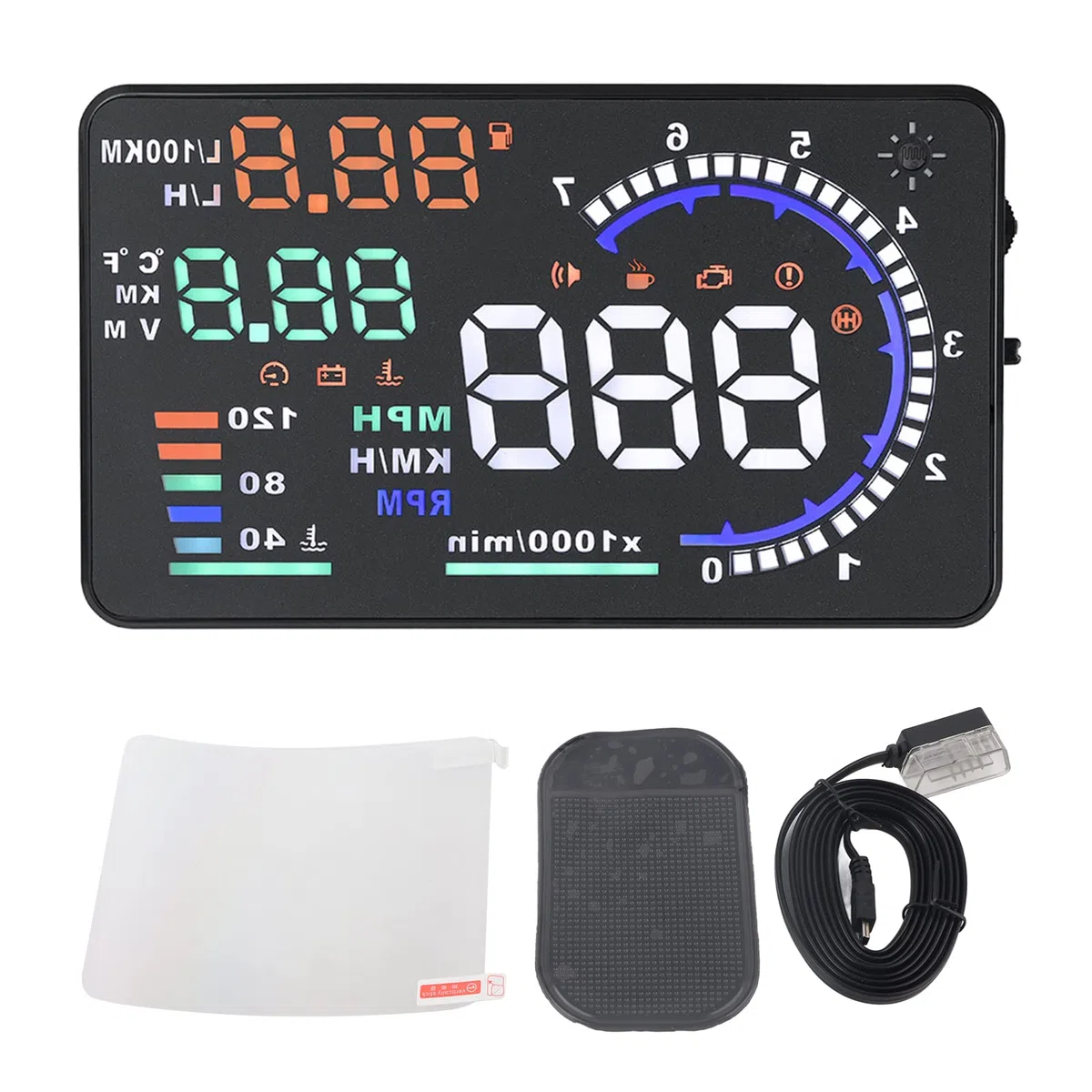 HUD per auto Head Up Display A8 5.5Inch OBD II OBD2 HUD per auto Head Up Display Auto Multi-color Windshied Schermo riflettente Velocità Display,esposizione dell'auto