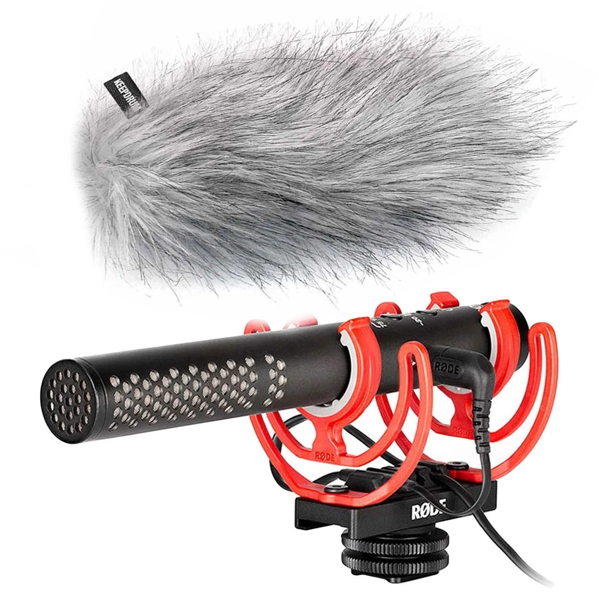 Rode “Videomic NTG Broadcast” - Microfono per fotocamera + protezione antivento in pelliccia “keepdrum”