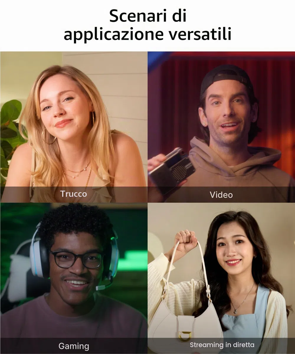 amaran Verge Key Light Bi-Color da scrivania, pannello LED soft edge 2700K–6500K, CRI 96, controllo frontale & alimentazione USB-C, per streaming, videochiamate e creazione di contenuti – Bianco