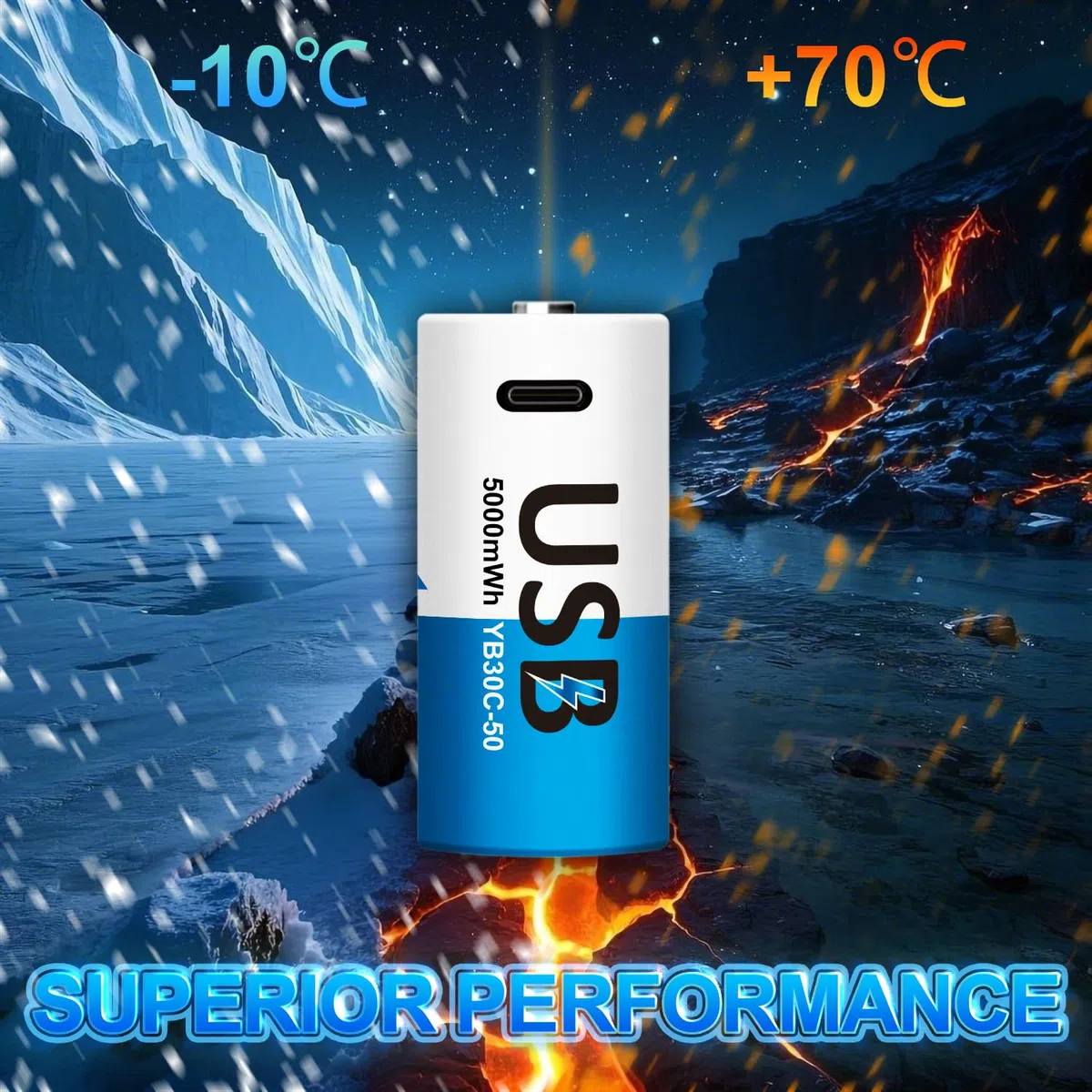 Confezione da 8 batterie ricaricabili al litio C con cavo di ricarica USB-C 4 in 1, batterie agli ioni di litio C Cell LR14, 1,5 V, 5000 mWh, per proiettori, telecomandi, radio, giocattoli