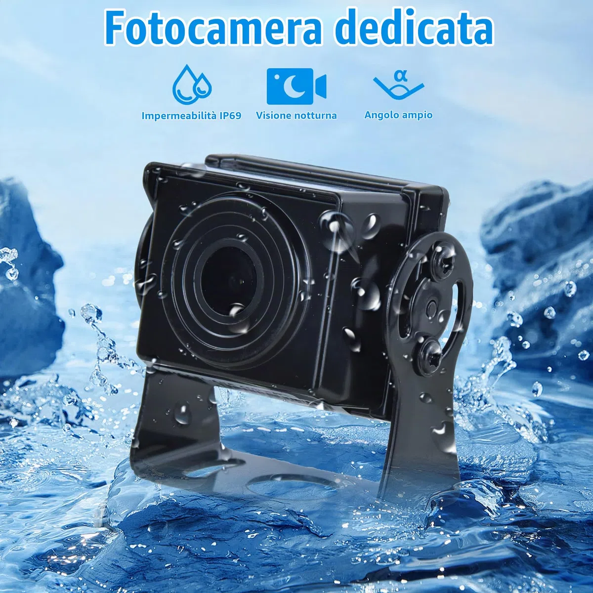 Rimoody Retrocamera Auto AHD 1080P 7 Pollice LCD Schermo Monitor Telecamera Retromarcia IP69 Impermeabile Telecamera Posteriore Visione notturna con 15m cavo per Camion/Camper/Furgone/Rimorchio