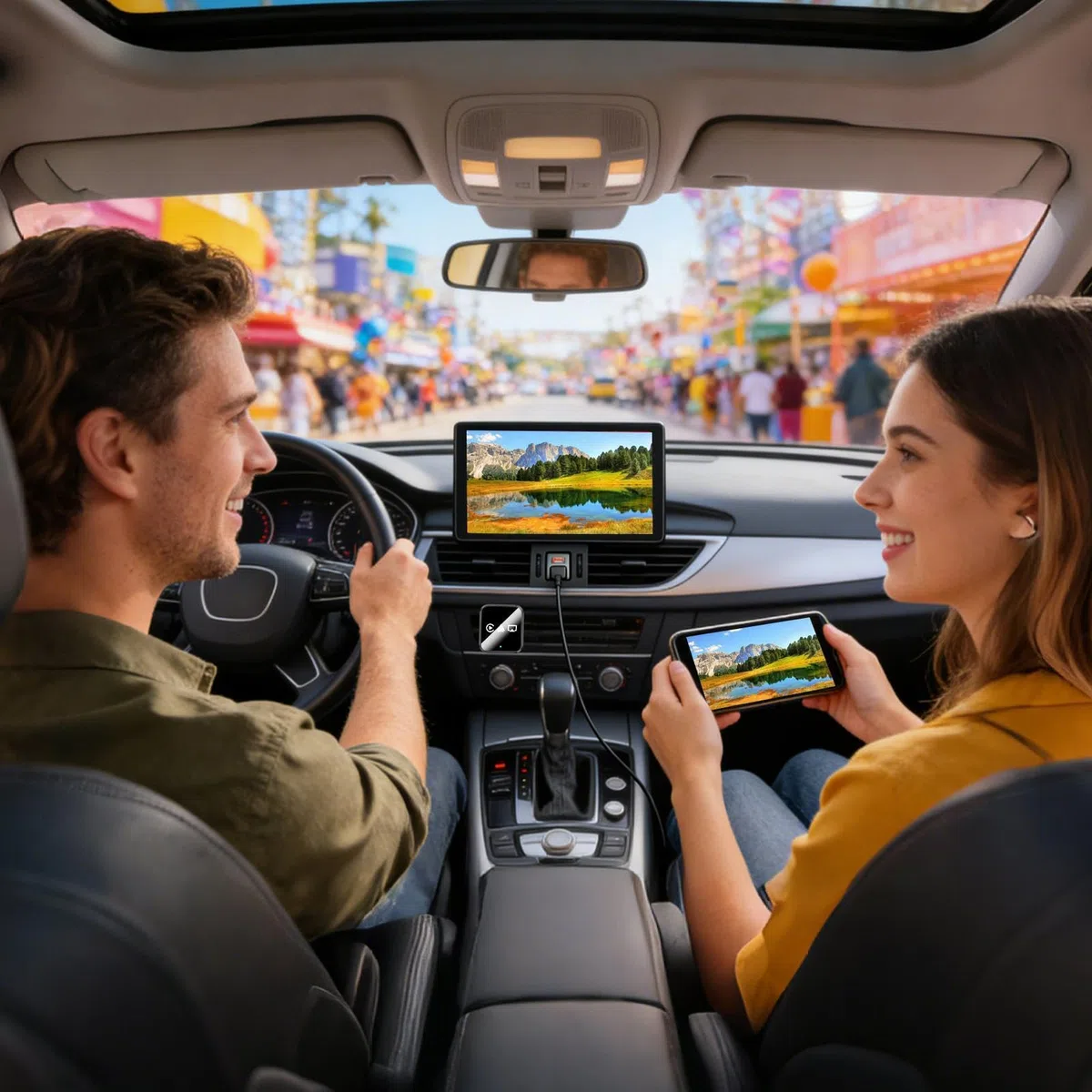 Adattatore wireless auto video veicolari | Adattatore mirroring schermo auto per Guidatori, Auto, SUV, Pendolari, Città, Autostrada, Viaggiatori