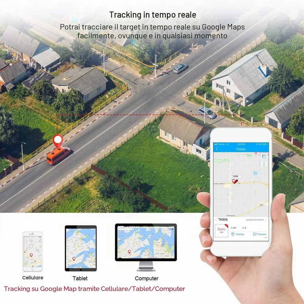 Winnes 4G TK901 Micro GPS Mini Localizzatore GPS Spia Tracker Forte Magnetico Monitoraggio Globale APP Senza Abbonamento in Tempo Reale e Protezione Antifurto per Auto/Valigia/Bambini/Anziani