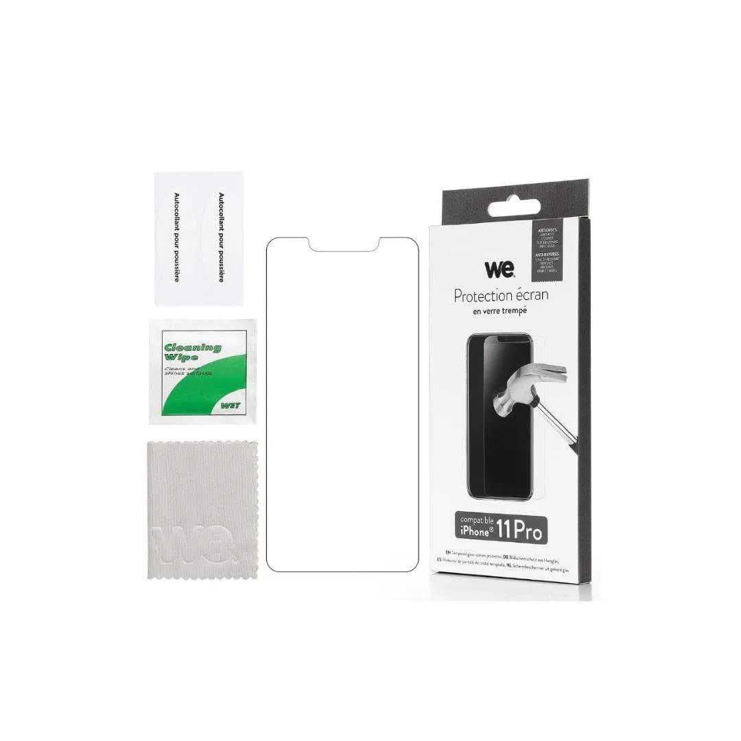 WE - Pellicola di protezione schermo in vetro temperato per iPhone 11, antigraffio, antibolle d'aria, ultra resistente, durezza 9H