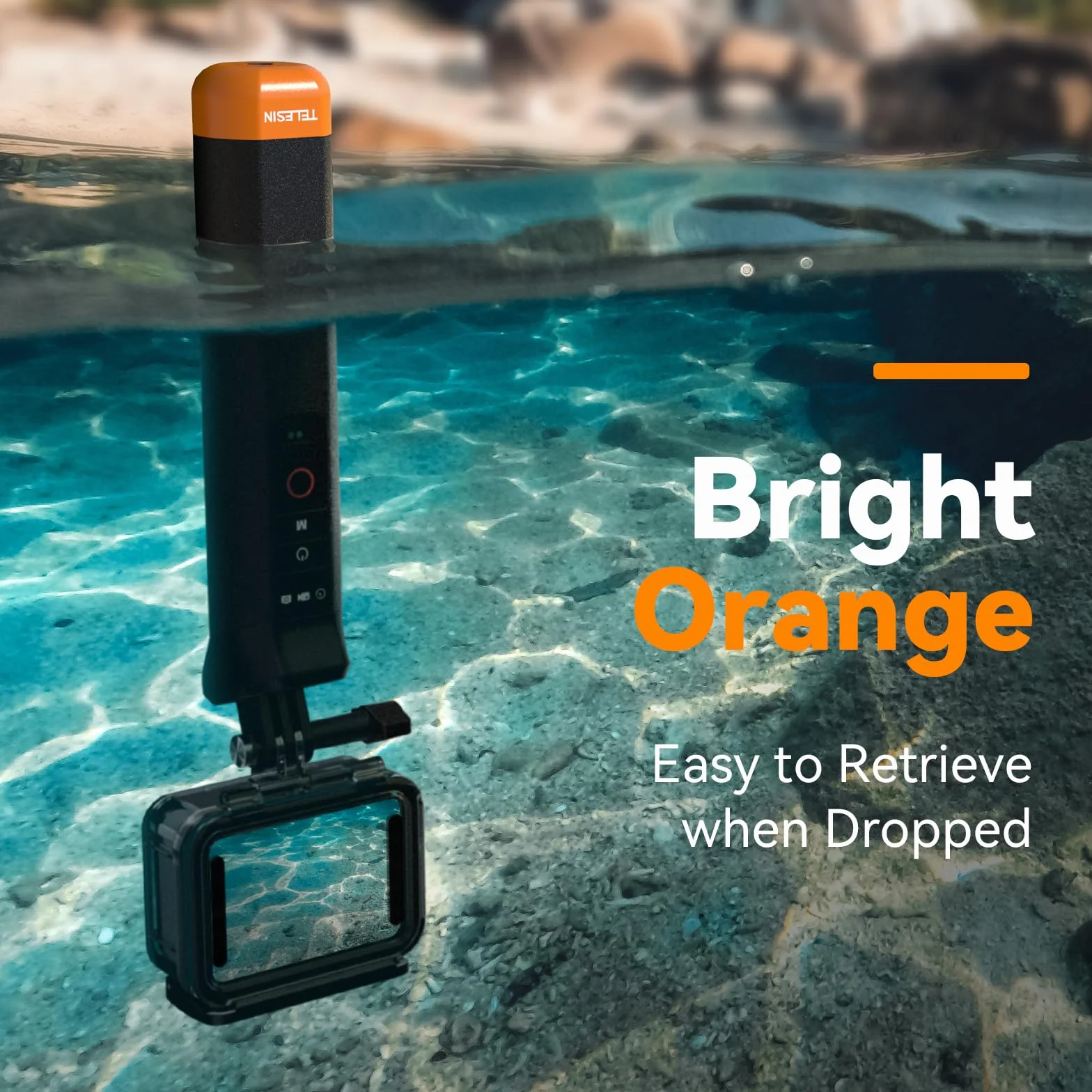 TELESIN Galleggiante Selfie Stick Impugnatura impermeabile con telecomando Bluetooth per GoPro Hero 13 Black, Hero 12 11 10 9 8 Black action camera