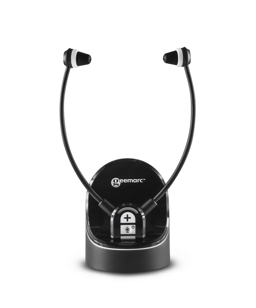 Geemarc CL7370 Opti - Cuffie TV Amplificate con Connettore Ottico - Utilizzabili come Amplificatori di Ascolto che Amplificano il Suono Ambientale - Perdita di Udito Lieve o Grave - Versione IT