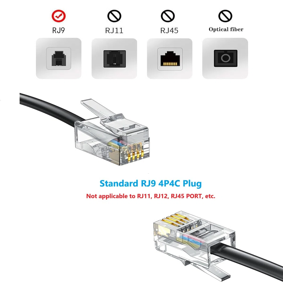Cavo telefonico fisso 2,4 m non arrotolato / 1,4 m a spirale, confezione da 10, cavo standard RJ9 4P4C, nero, per lavorare in ufficio o a casa