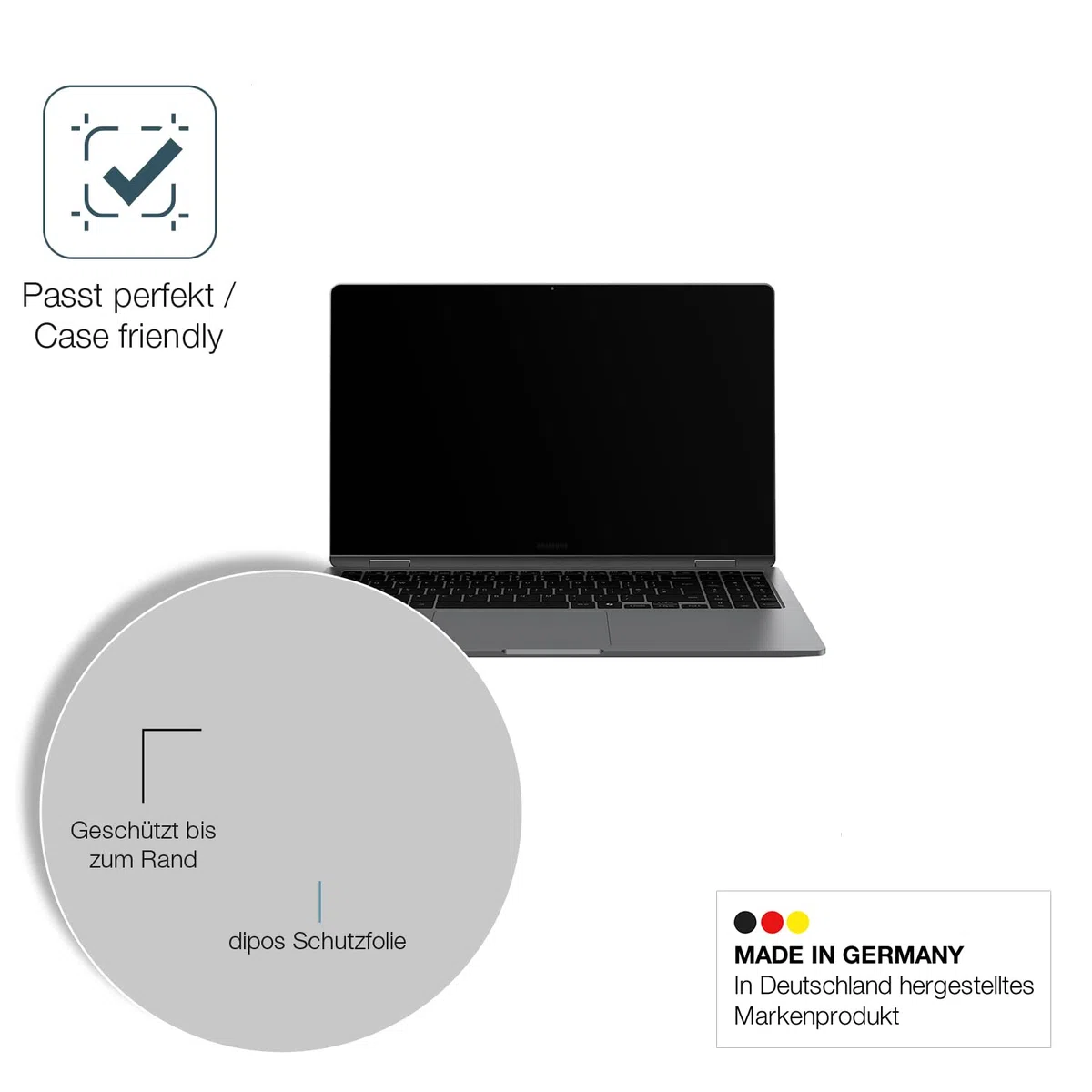 dipos 2x Pellicola 9H opaca per Samsung Galaxy Book4 Edge 15.6 Zoll | Antiriflesso, non si rompe e non si scheggia, non è vero vetro, Anti-Shock, antigraffio, senza bolle, autoadesiva