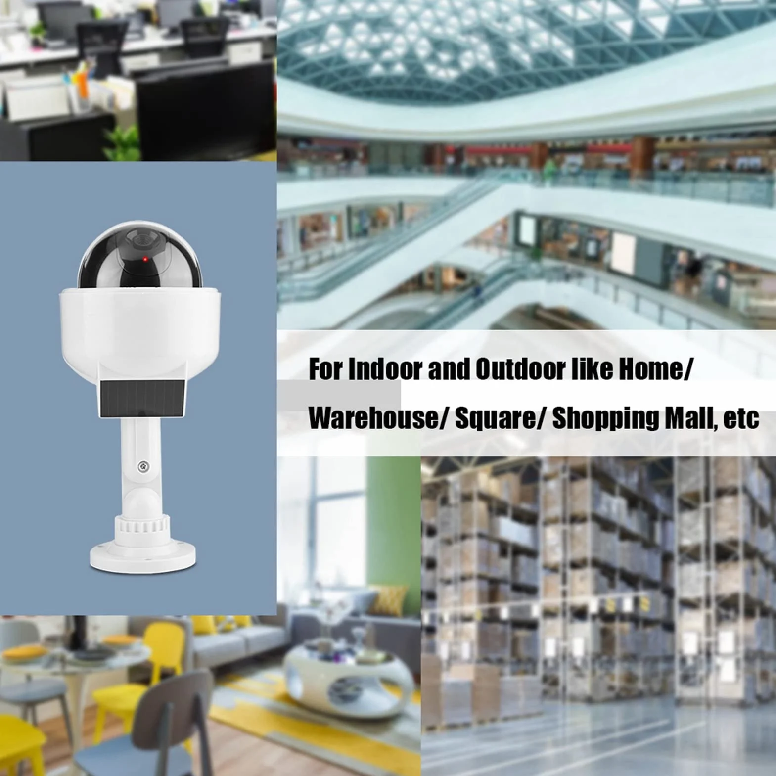 Pilipane Falsa sicurezza di sorveglianza simulata, telecamera di sicurezza fittizia a forma di cupola realistica per interni ed esterni con una luce a LED per la casa/magazzino