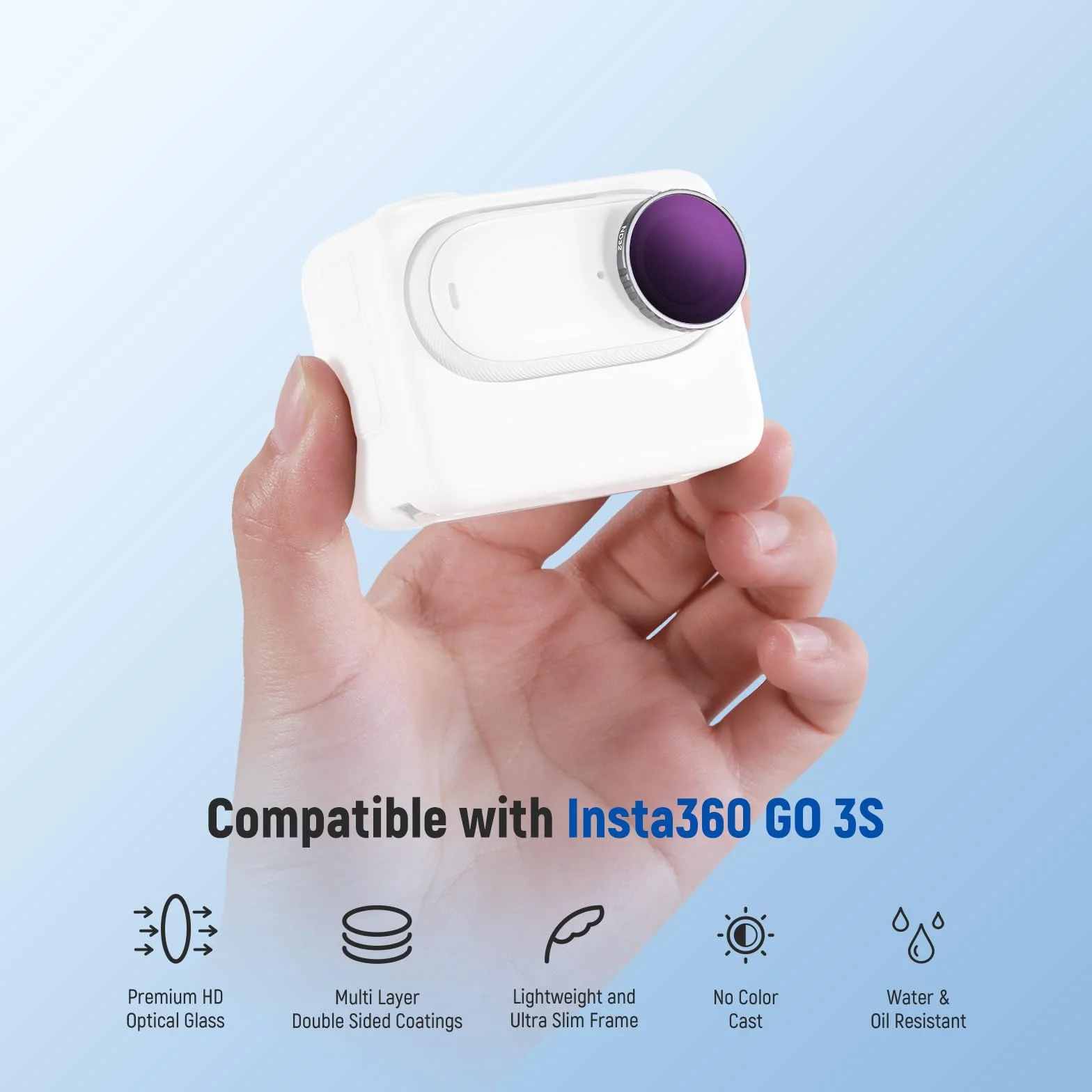 NEEWER Set di filtri ND compatibili con Insta360 GO 3S, CPL+ND8+ND16+ND32, accessori per action camera, filtri polarizzati e a densità neutra, vetro ottico HD multistrato