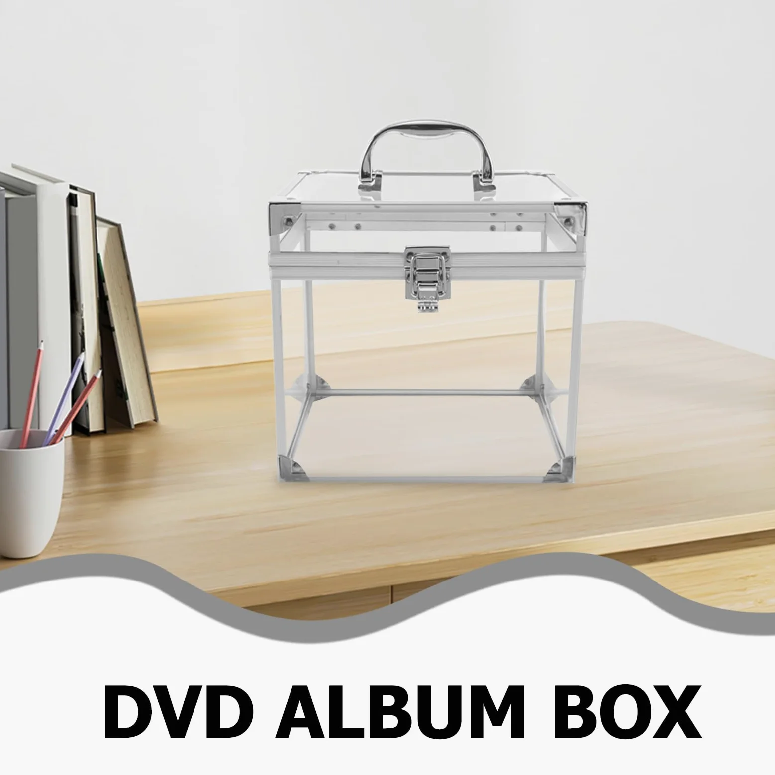 SUPVOX Custodia Rigida per Dischi in Vinile in Acrilico Trasparente con Maniglia, Contenitore di Stoccaggio Grande Capacità per CD Dvd e Album, Porta Album da Tavolo per Casa e Ufficio